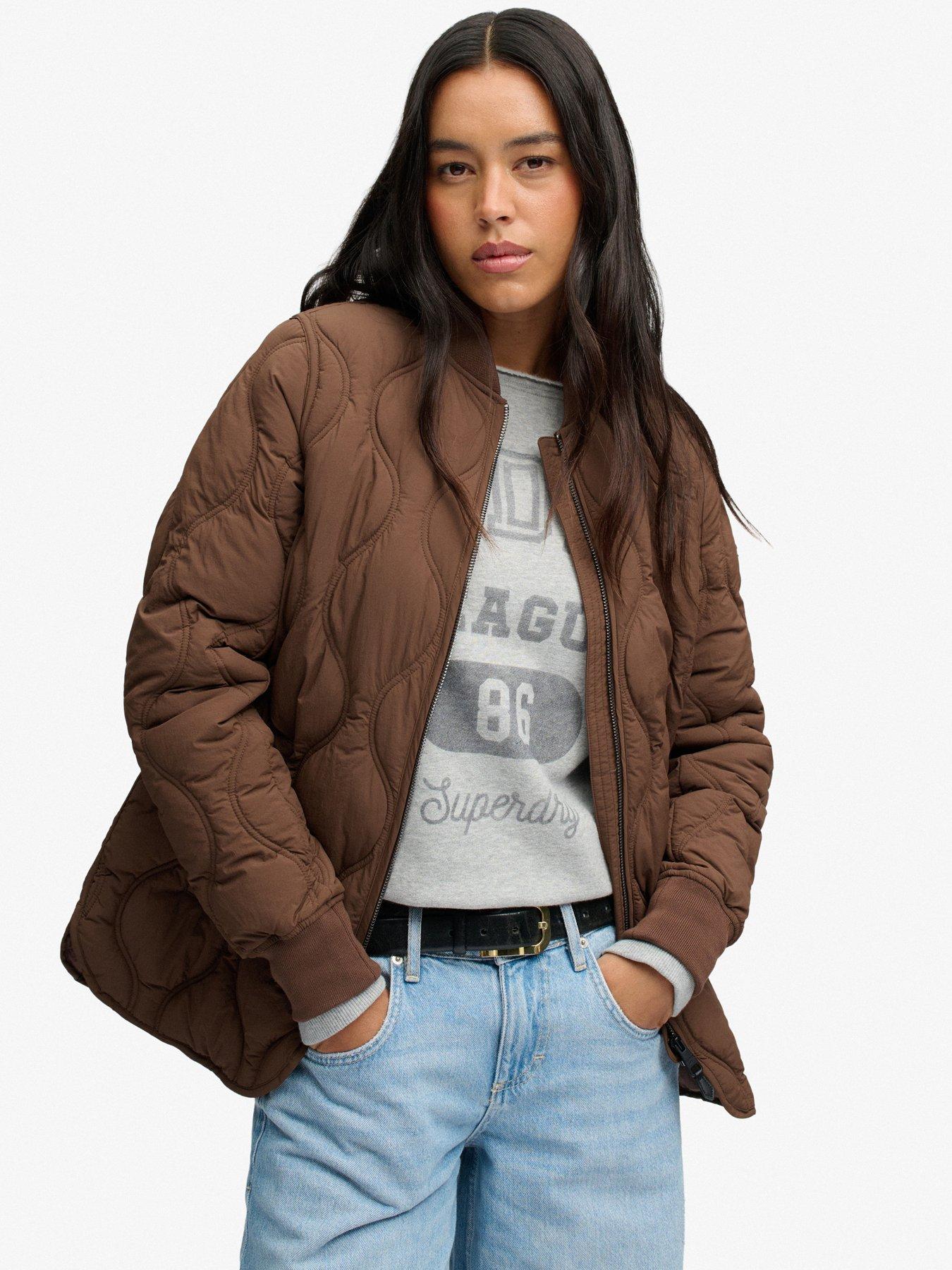 Image 1 of 7 of Superdry Superdry Short Onion Quilt Liner Jacket - Brown