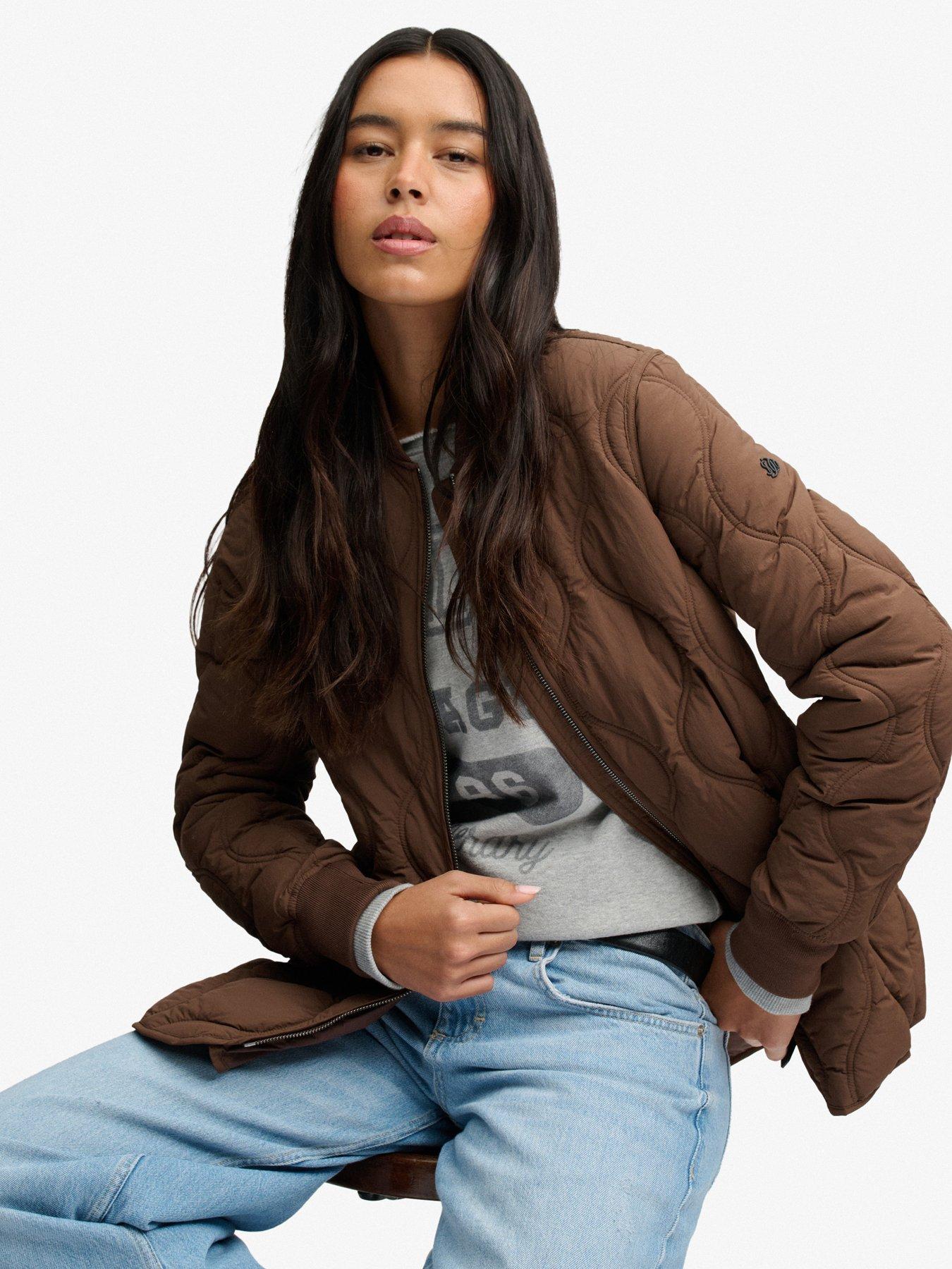 Image 4 of 7 of Superdry Superdry Short Onion Quilt Liner Jacket - Brown