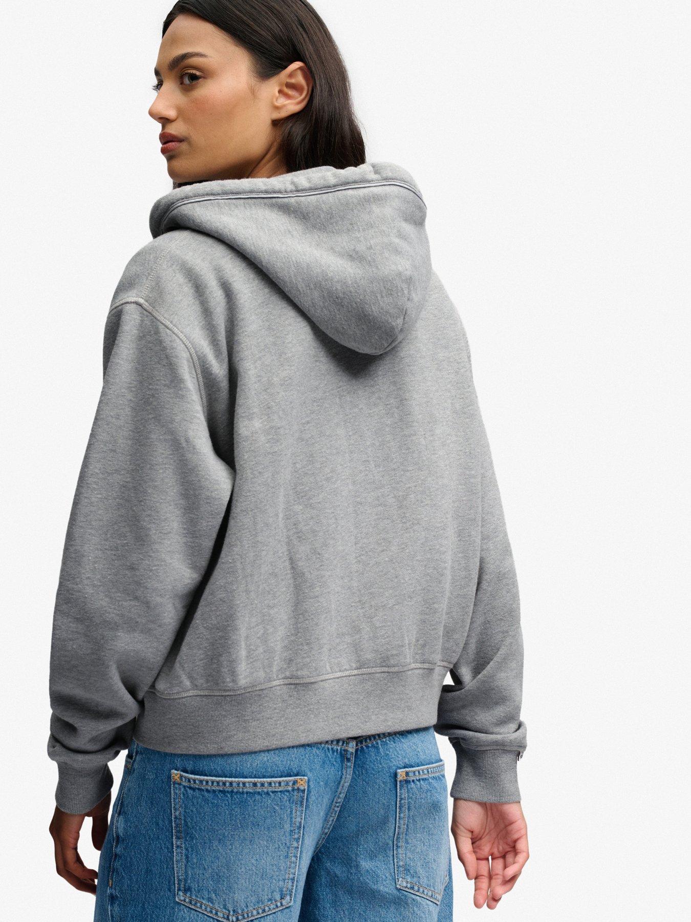 Image 2 of 7 of Superdry Ath Relaxed Crop Zip Hoodie - Grey