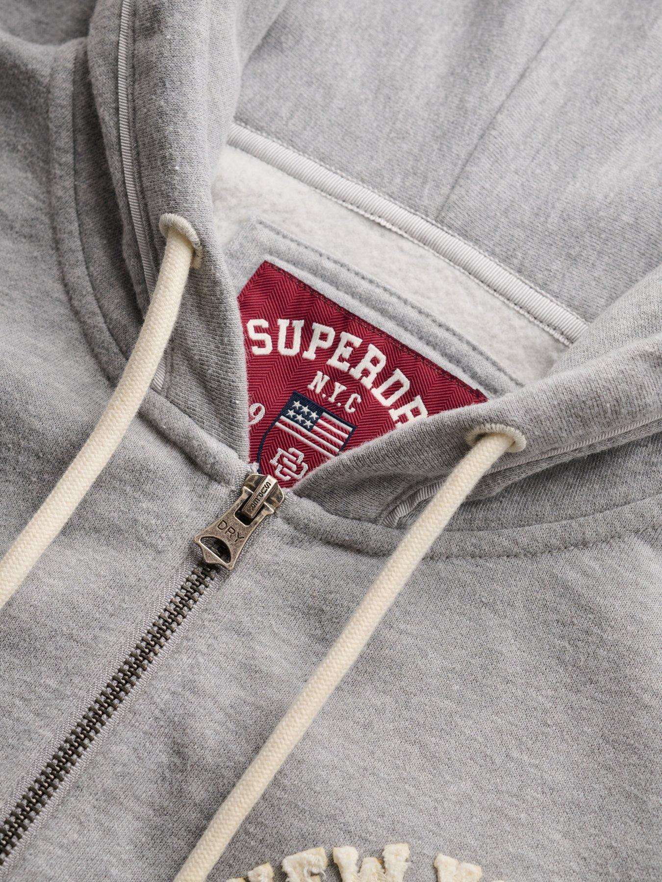 Image 6 of 7 of Superdry Ath Relaxed Crop Zip Hoodie - Grey
