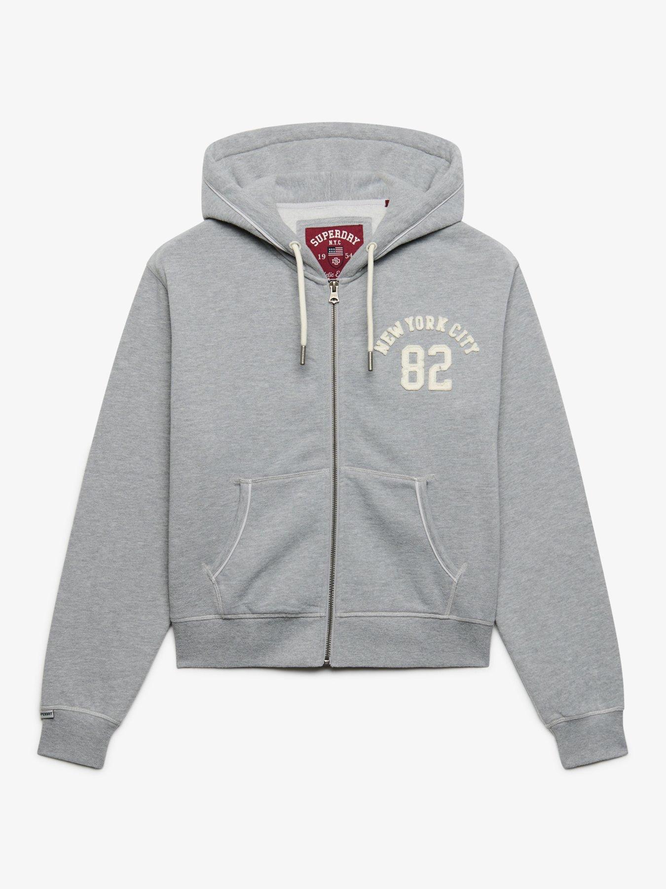 Image 7 of 7 of Superdry Ath Relaxed Crop Zip Hoodie - Grey