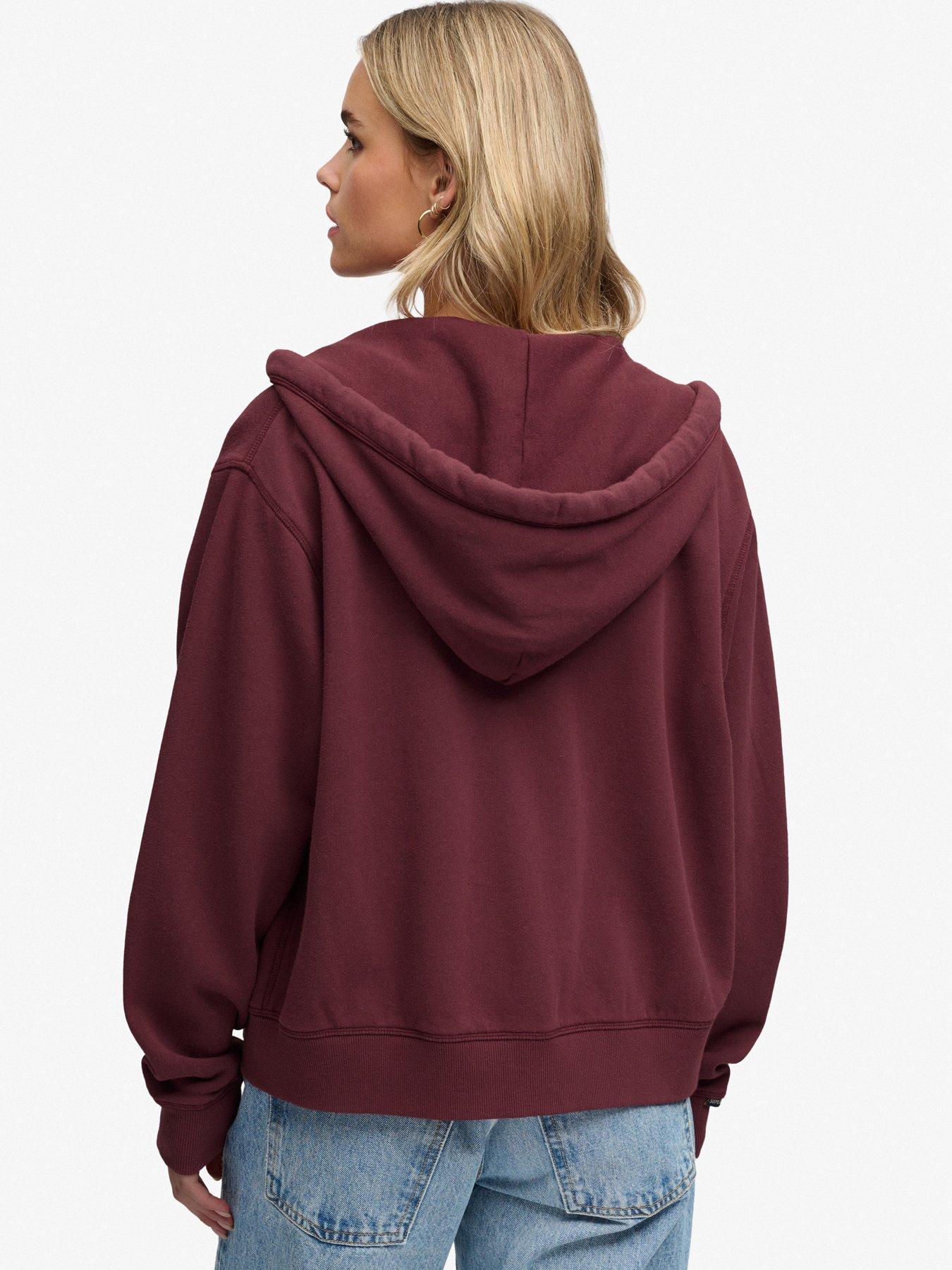 Image 2 of 6 of Superdry Womens Athletic Relaxed Zip Through Hoodie - Red