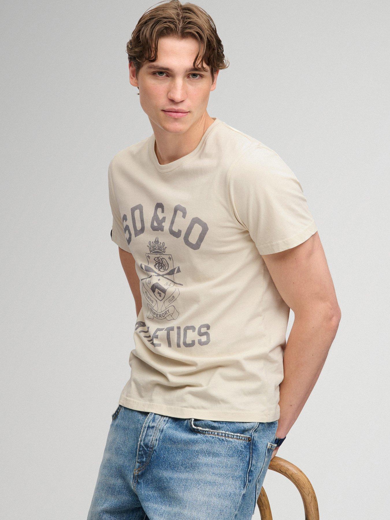Image 1 of 6 of Superdry Superdry Gothic Varsity Tee - Beige