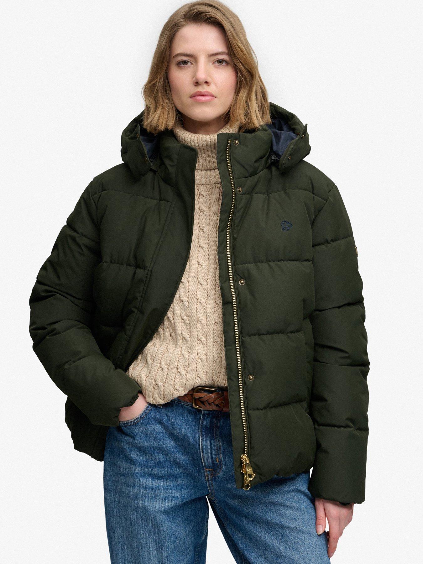 Image 1 of 7 of Superdry Superdry Premium Hood Puffer Jacket - Green