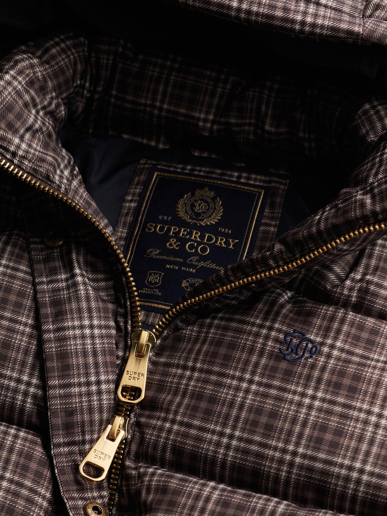 Image 7 of 7 of Superdry Superdry Premium Printed Check Puffer - Brown