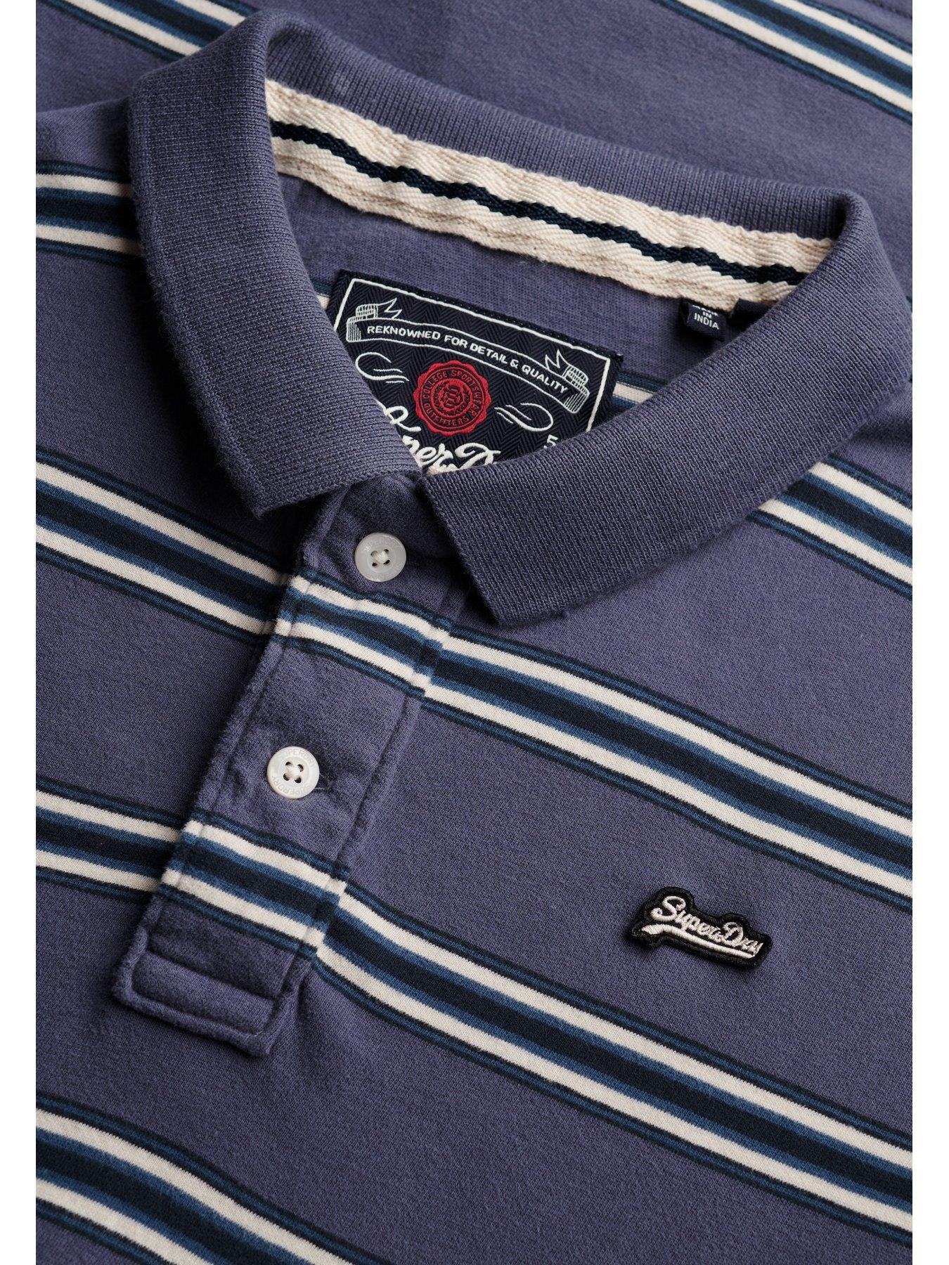 Image 6 of 7 of Superdry Mens Vintage Stripe Jersey Polo Shirt - Navy