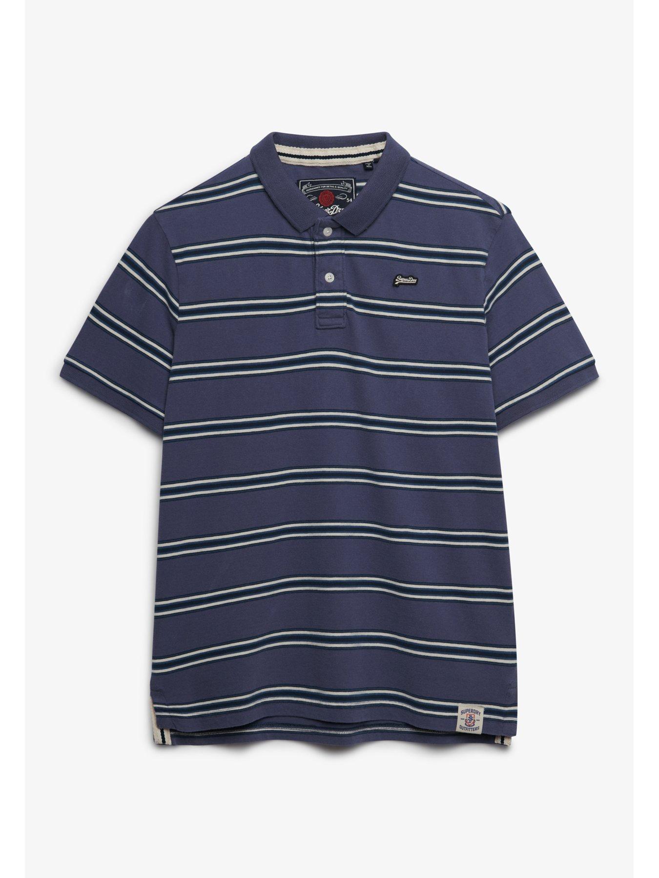 Image 7 of 7 of Superdry Mens Vintage Stripe Jersey Polo Shirt - Navy