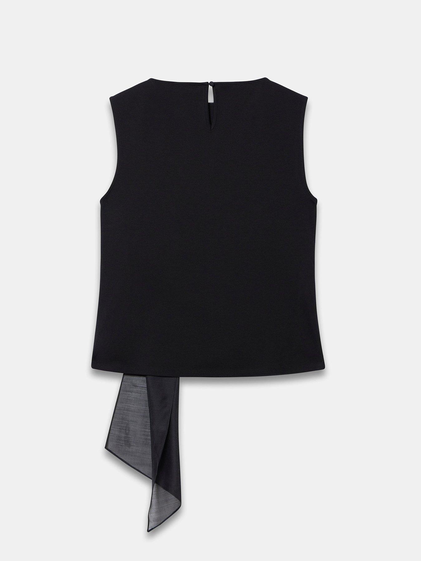 Image 6 of 6 of Mint Velvet Womens Drape Asymmetric Scarf Detail Blouse - Black
