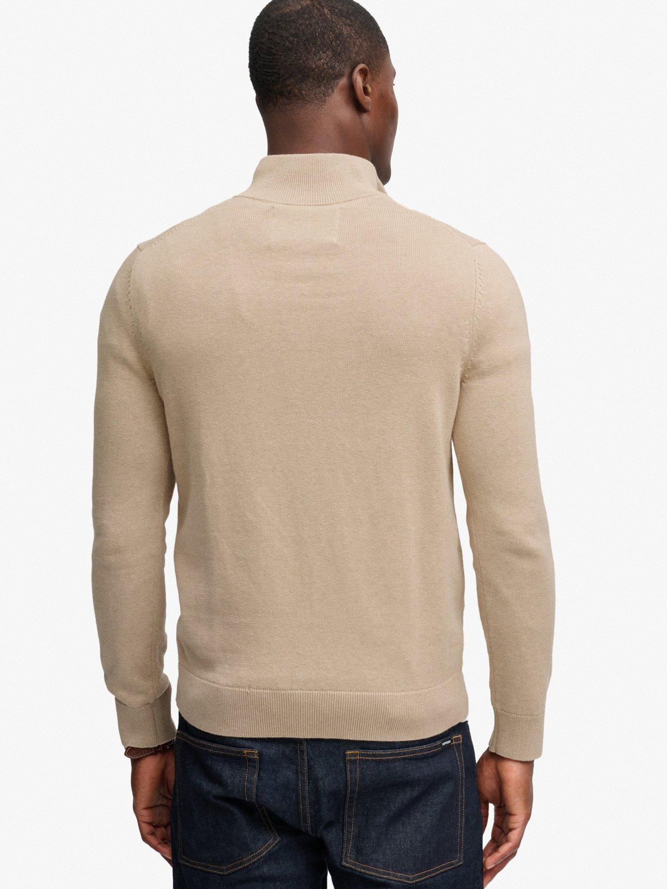 Image 2 of 7 of Superdry Mens Prep Essential Half Zip Jumper - Beige