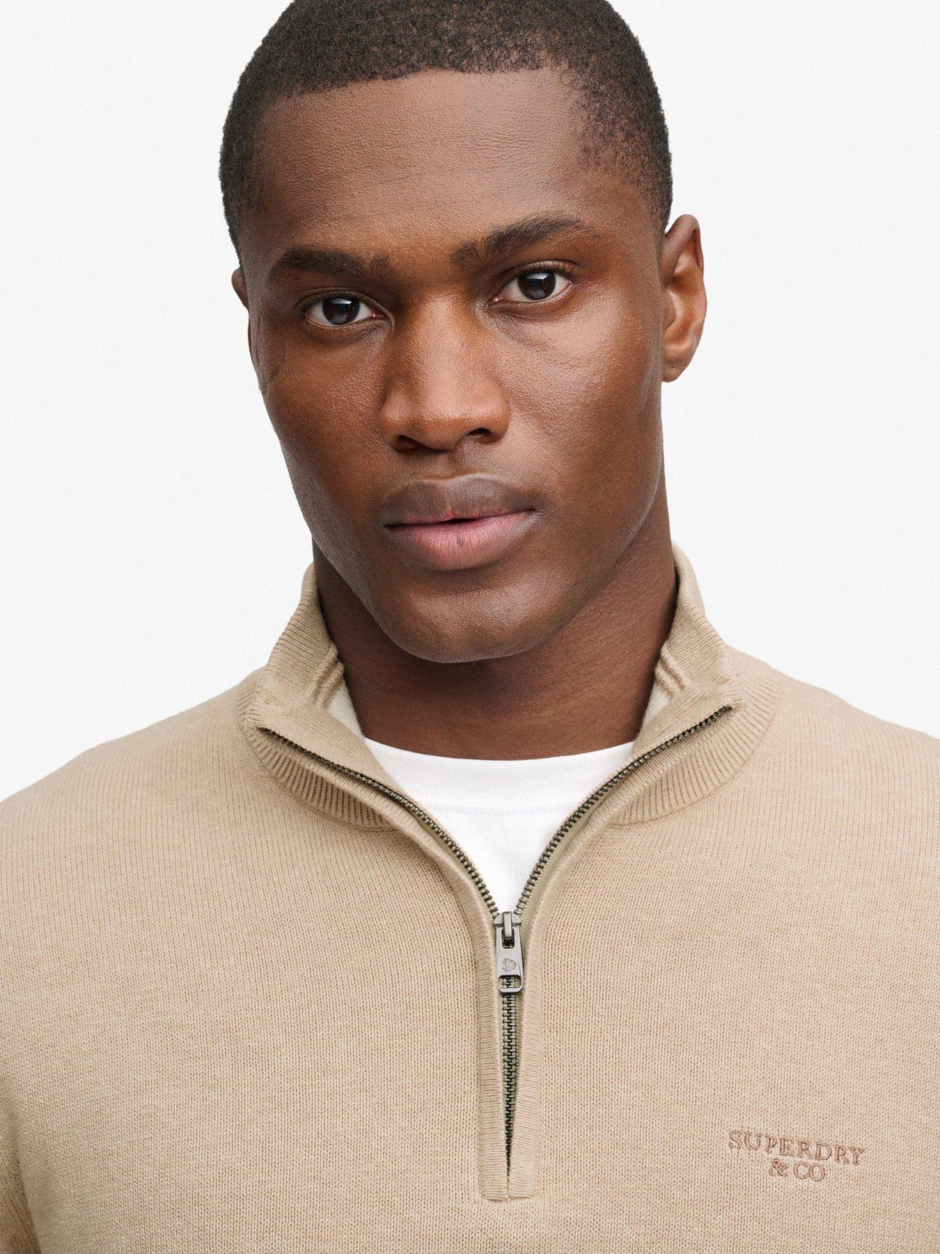 Image 5 of 7 of Superdry Mens Prep Essential Half Zip Jumper - Beige