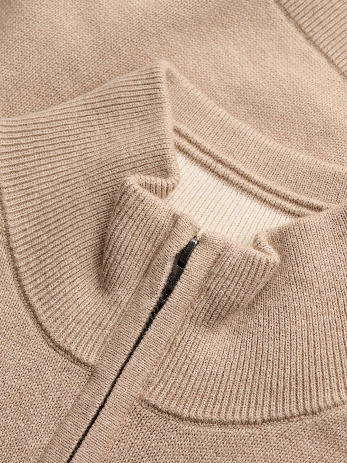 Image 6 of 7 of Superdry Mens Prep Essential Half Zip Jumper - Beige