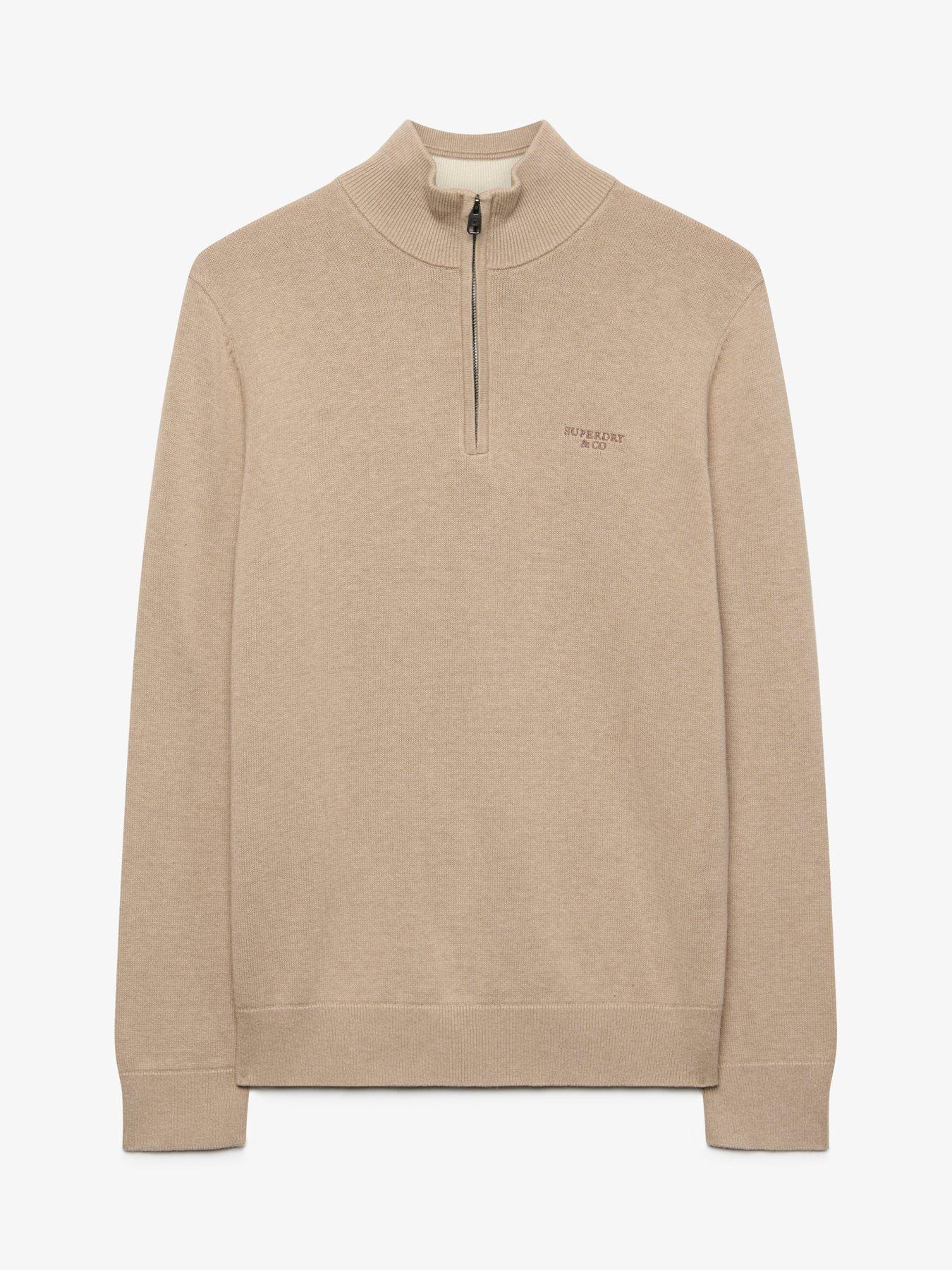 Image 7 of 7 of Superdry Mens Prep Essential Half Zip Jumper - Beige