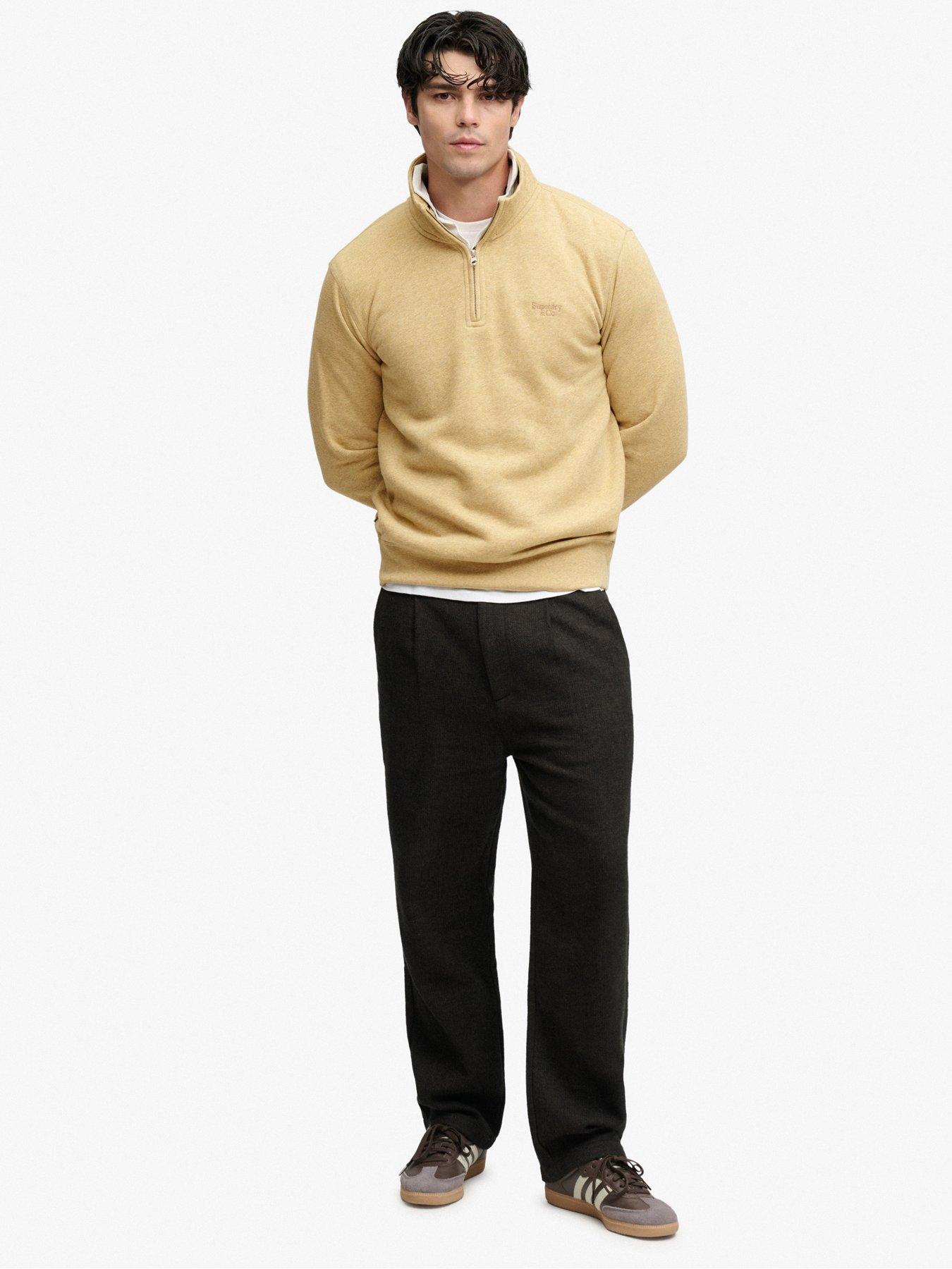 Image 3 of 6 of Superdry Mens Essential Serif Logo Half Zip Sweatshirt - Beige