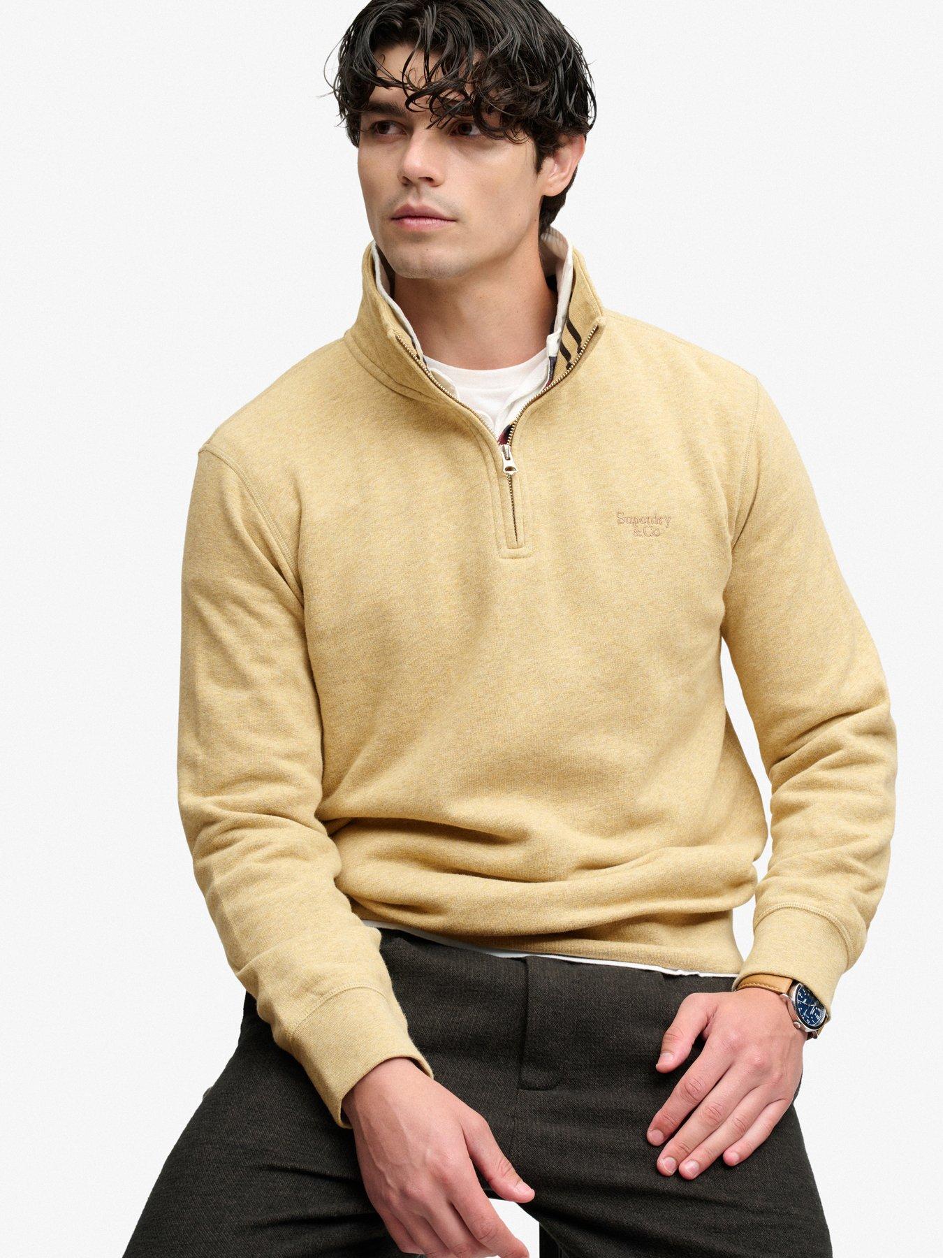 Image 4 of 6 of Superdry Mens Essential Serif Logo Half Zip Sweatshirt - Beige