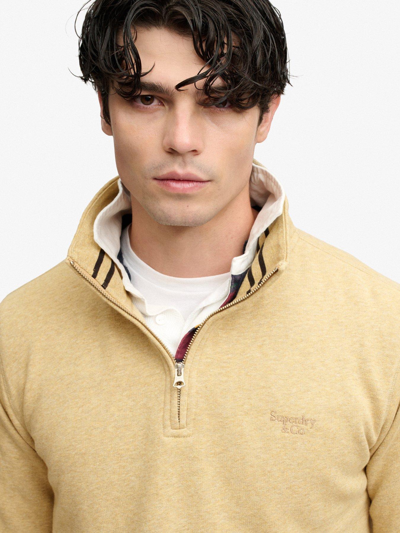 Image 5 of 6 of Superdry Mens Essential Serif Logo Half Zip Sweatshirt - Beige