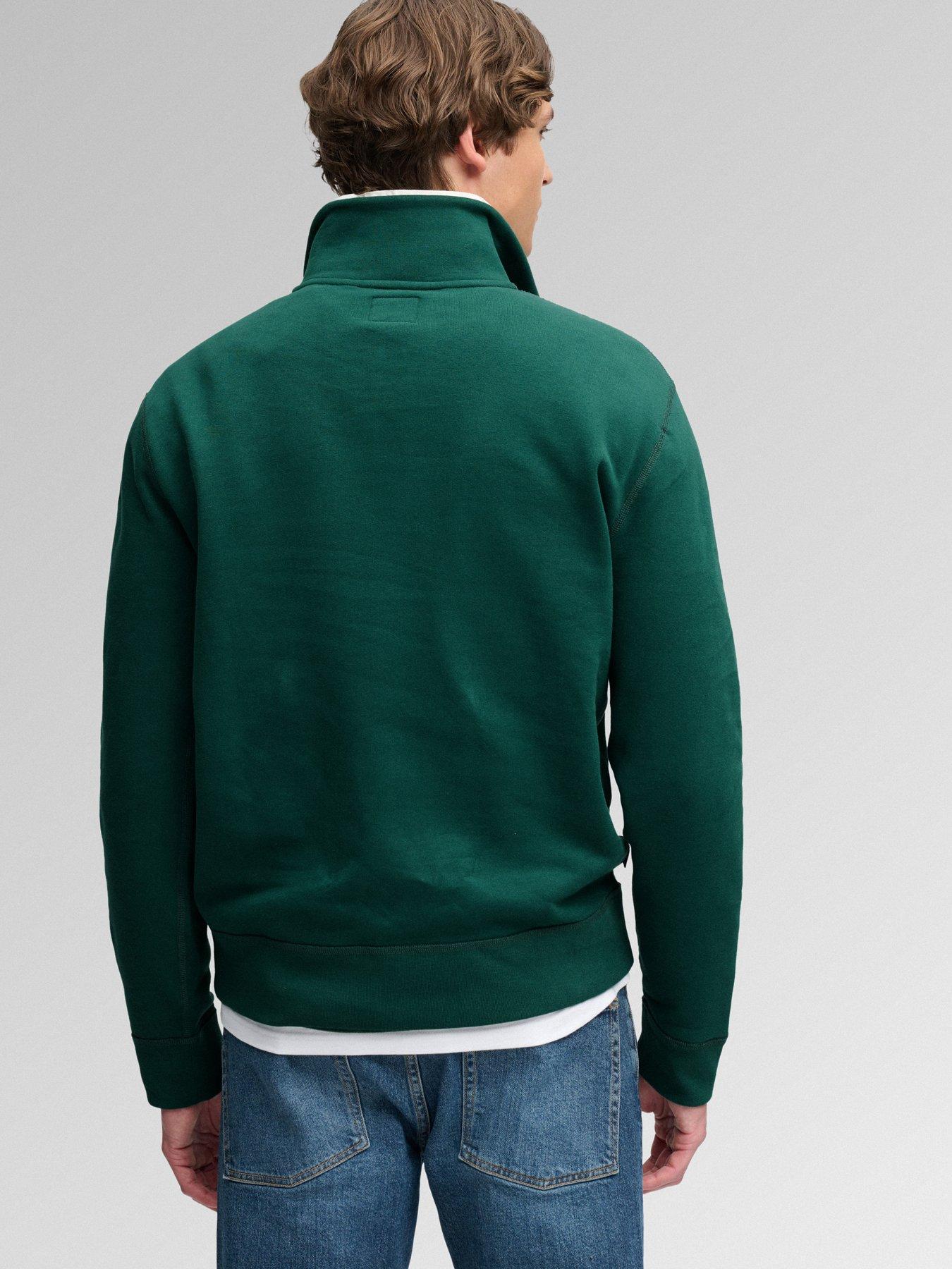 Image 2 of 7 of Superdry Mens Essential Serif Logo Half Zip Sweatshirt - Green