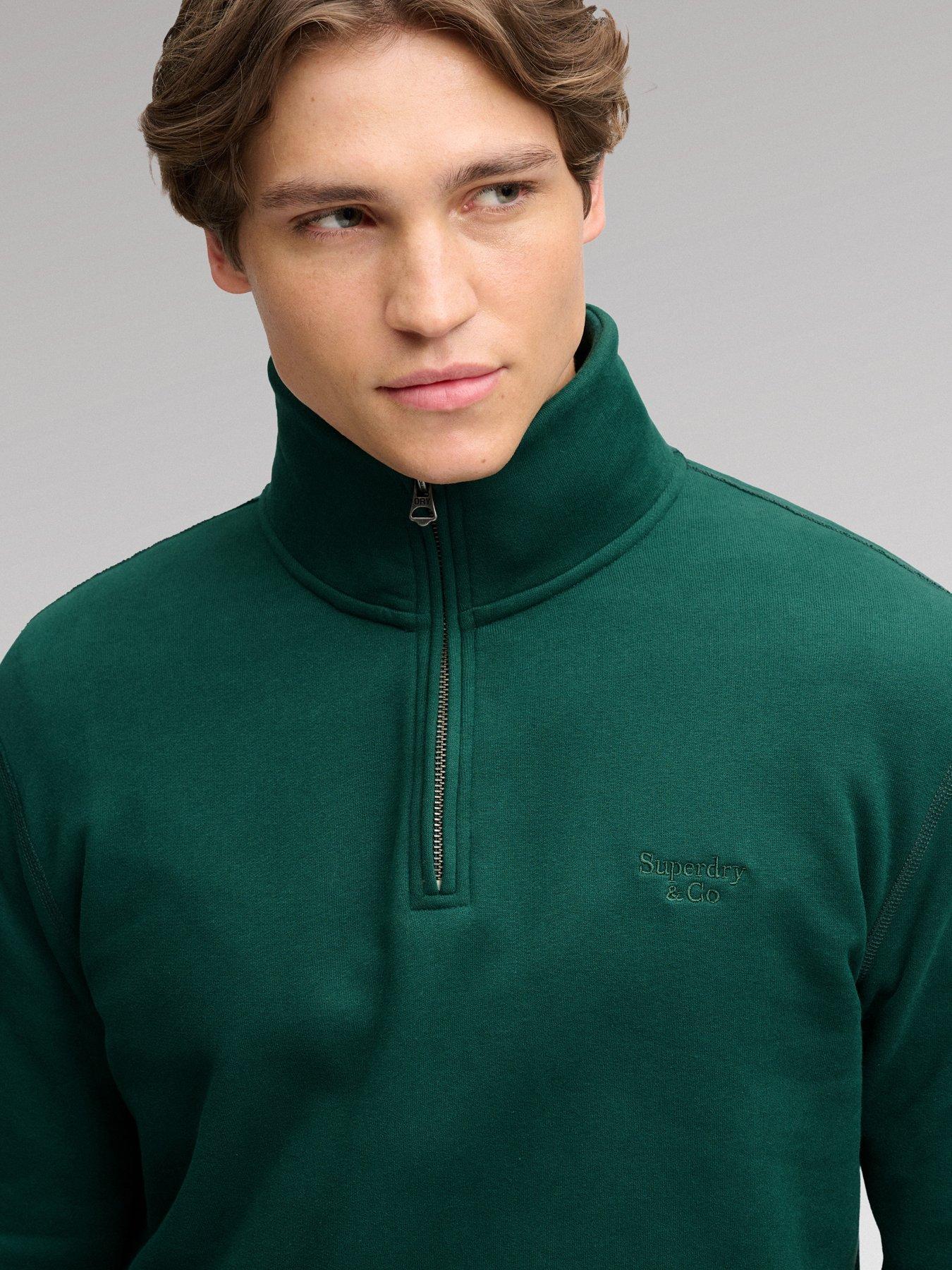 Image 4 of 7 of Superdry Mens Essential Serif Logo Half Zip Sweatshirt - Green