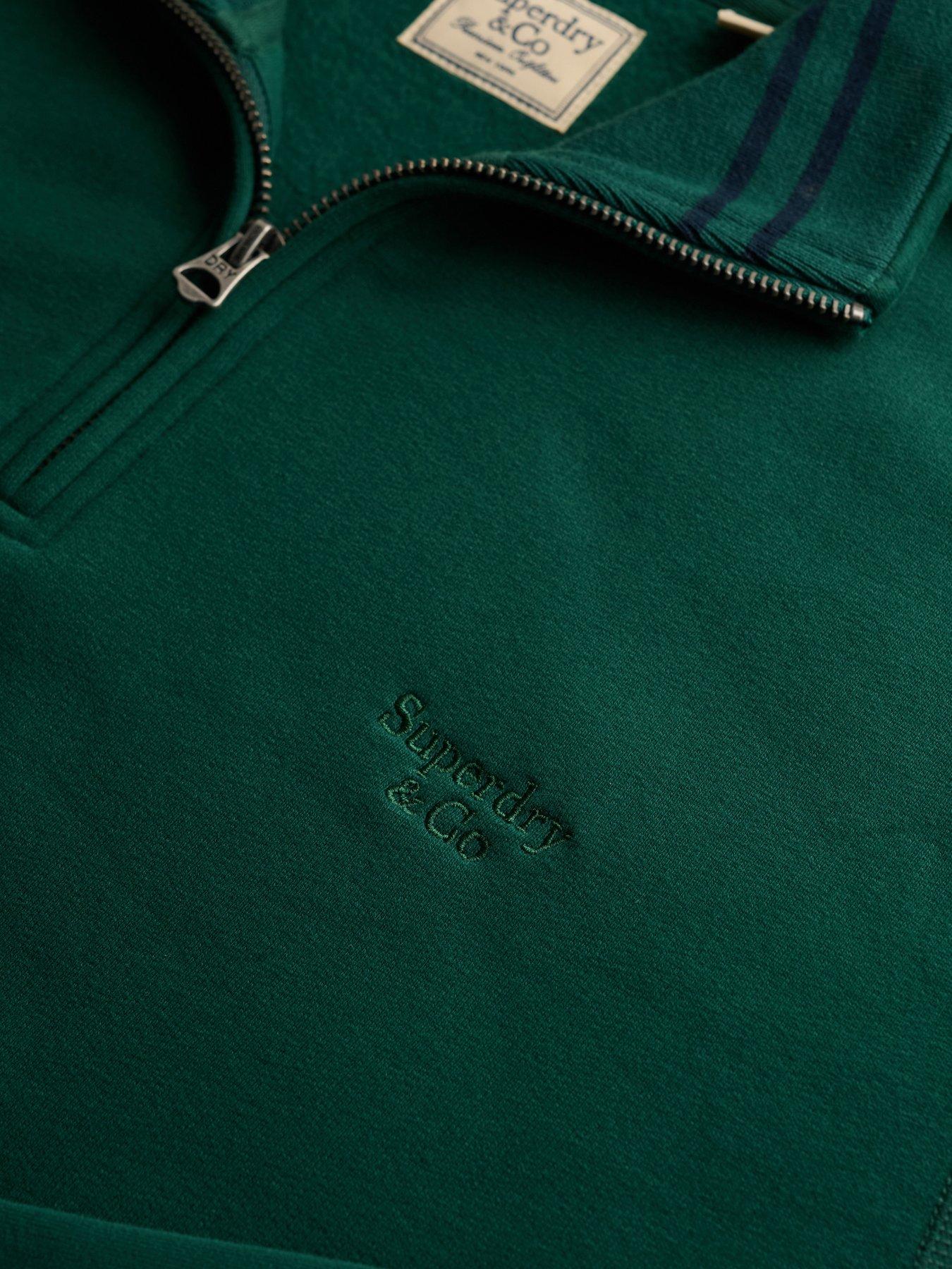 Image 6 of 7 of Superdry Mens Essential Serif Logo Half Zip Sweatshirt - Green