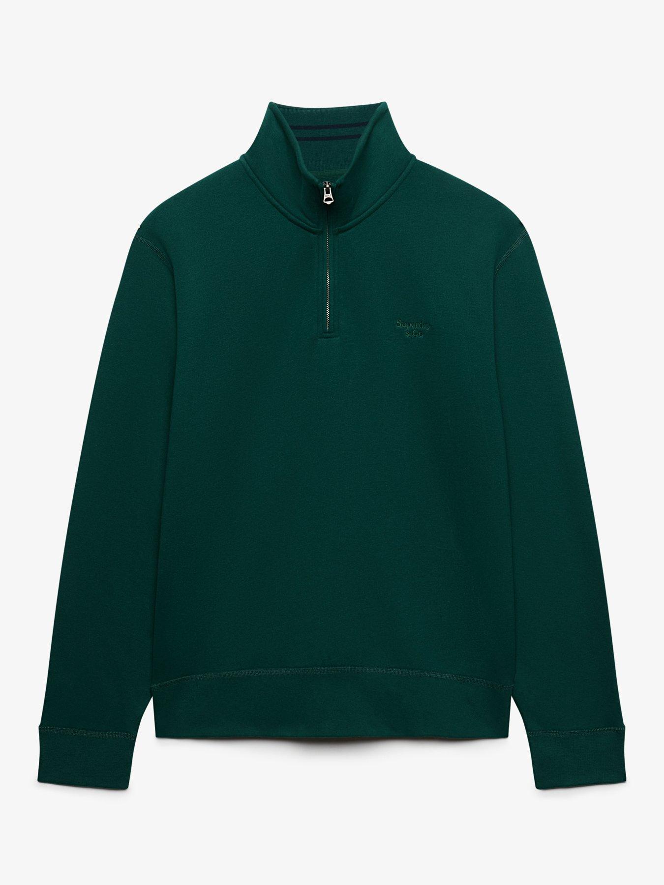 Image 7 of 7 of Superdry Mens Essential Serif Logo Half Zip Sweatshirt - Green