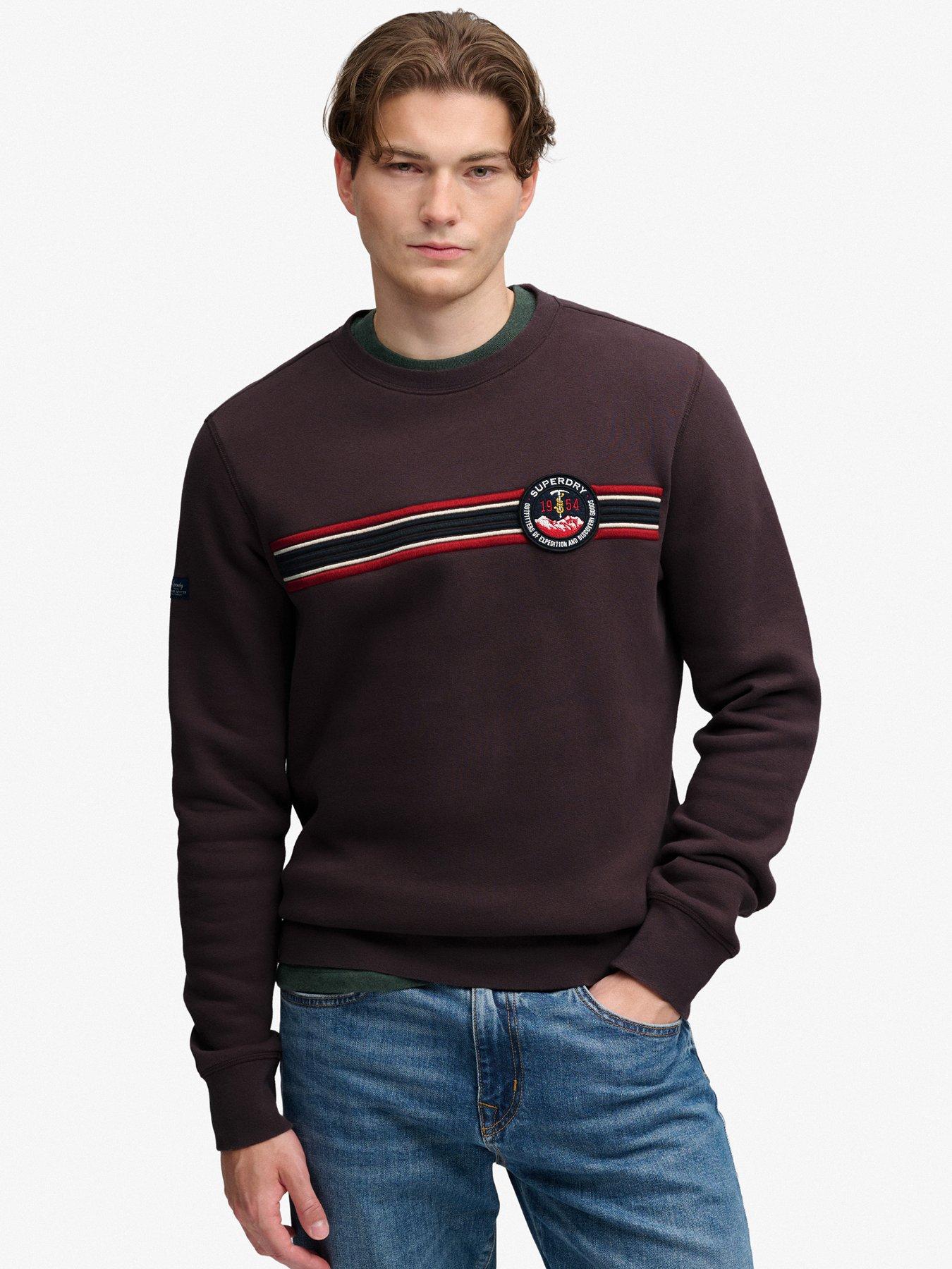 Image 1 of 7 of Superdry Outdoor Stripe Logo Relaxed Sweat - Brown