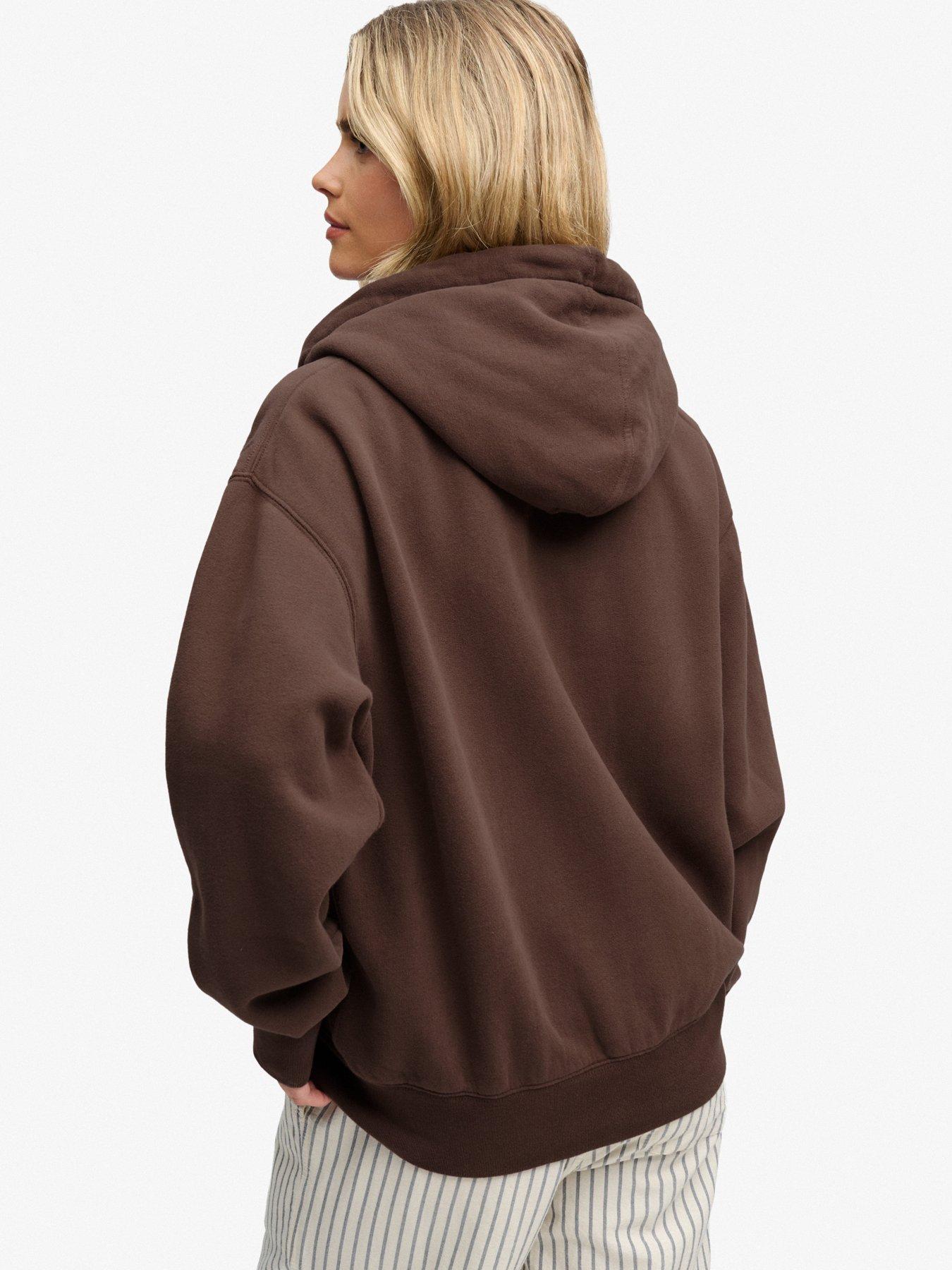 Image 2 of 7 of Superdry Womens Luxe Fur Lined Zip-Through Hoodie - Brown