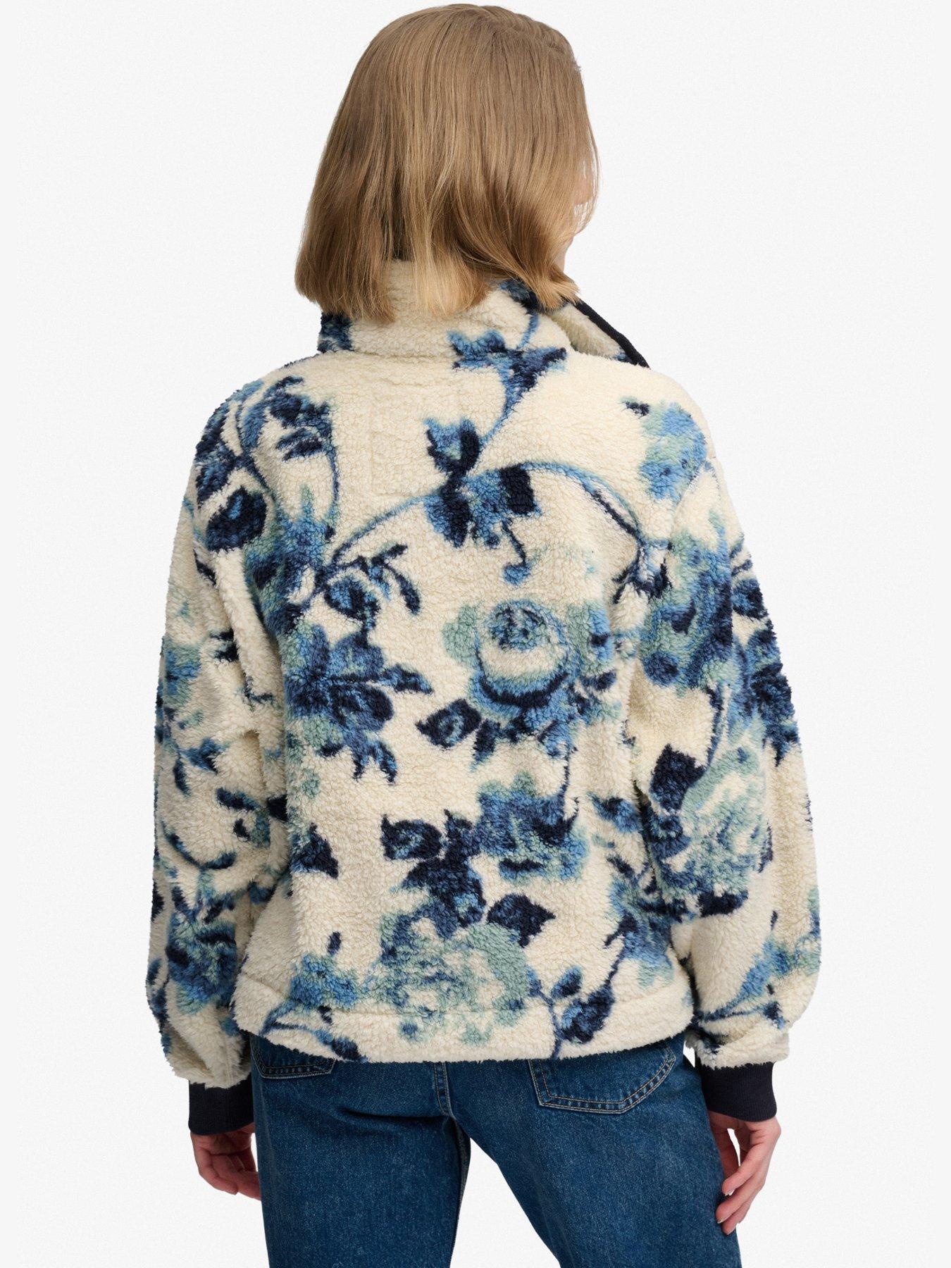 Image 2 of 6 of Superdry Womens Super Soft Printed Half Button Fleece Sweatshirt - Blue