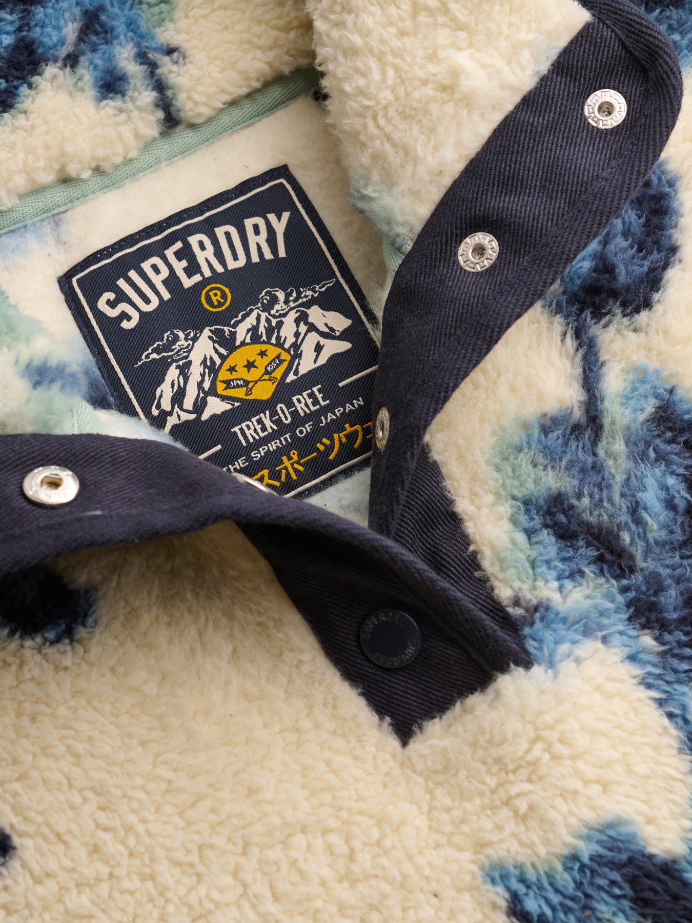 Image 6 of 6 of Superdry Womens Super Soft Printed Half Button Fleece Sweatshirt - Blue
