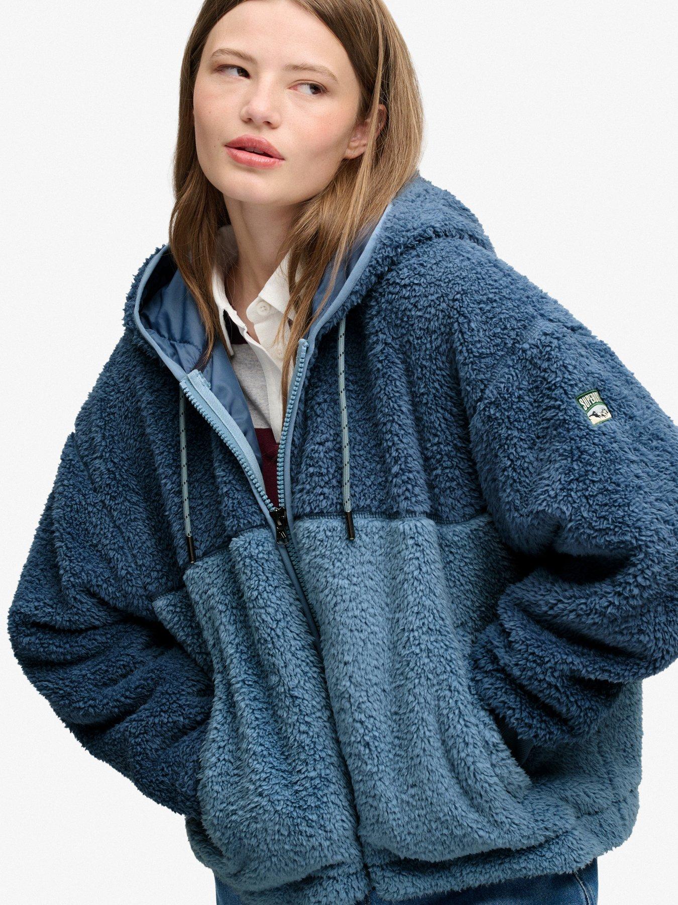 Image 4 of 6 of Superdry Super Soft Zip Hoodie - Blue