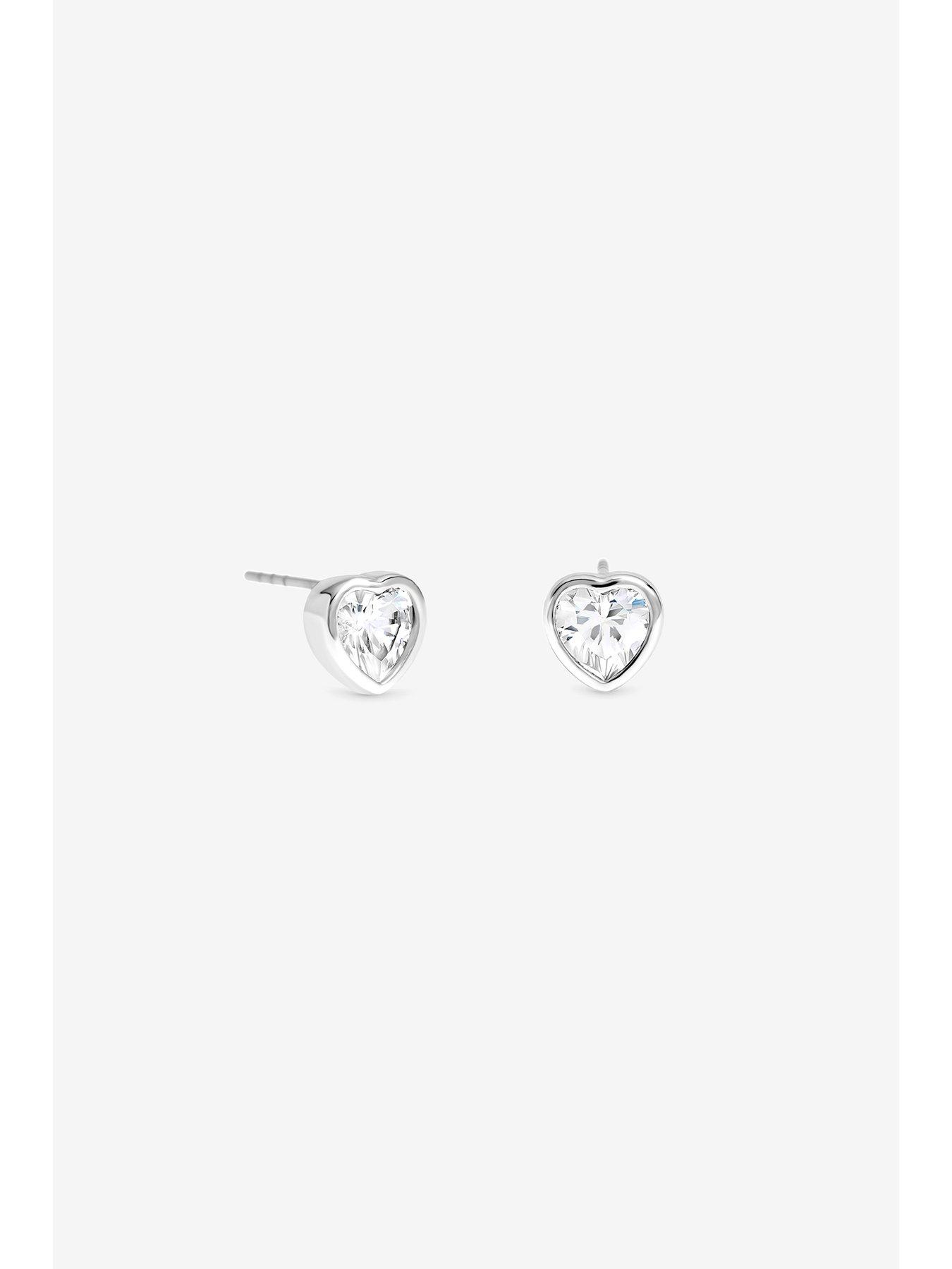 Image 2 of 2 of Jon Richard Navy Xmas Cracker - Silver Bezel Heart Stud Earrings