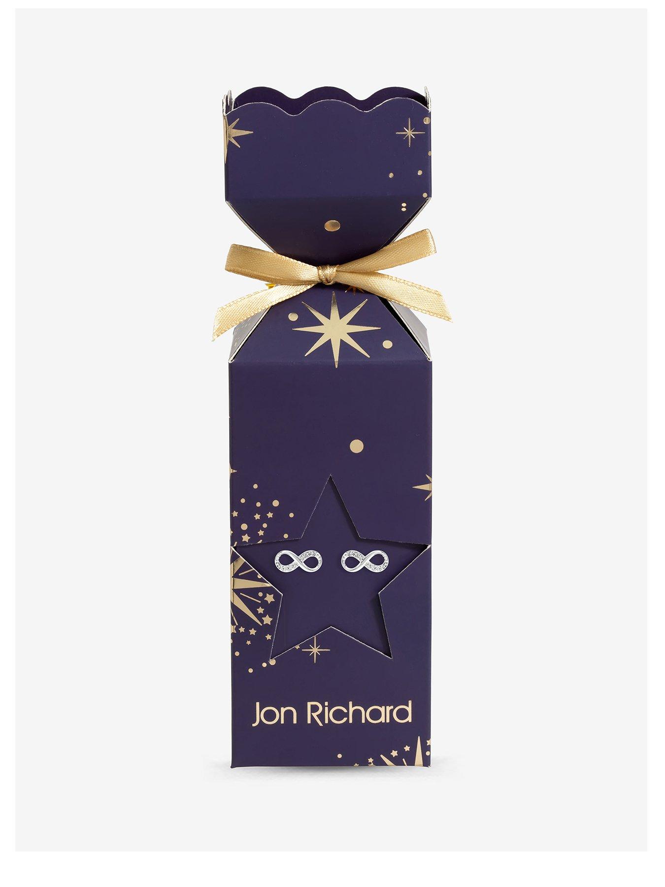 Image 1 of 2 of Jon Richard Navy Xmas Cracker - Silver Infinity Stud Earring