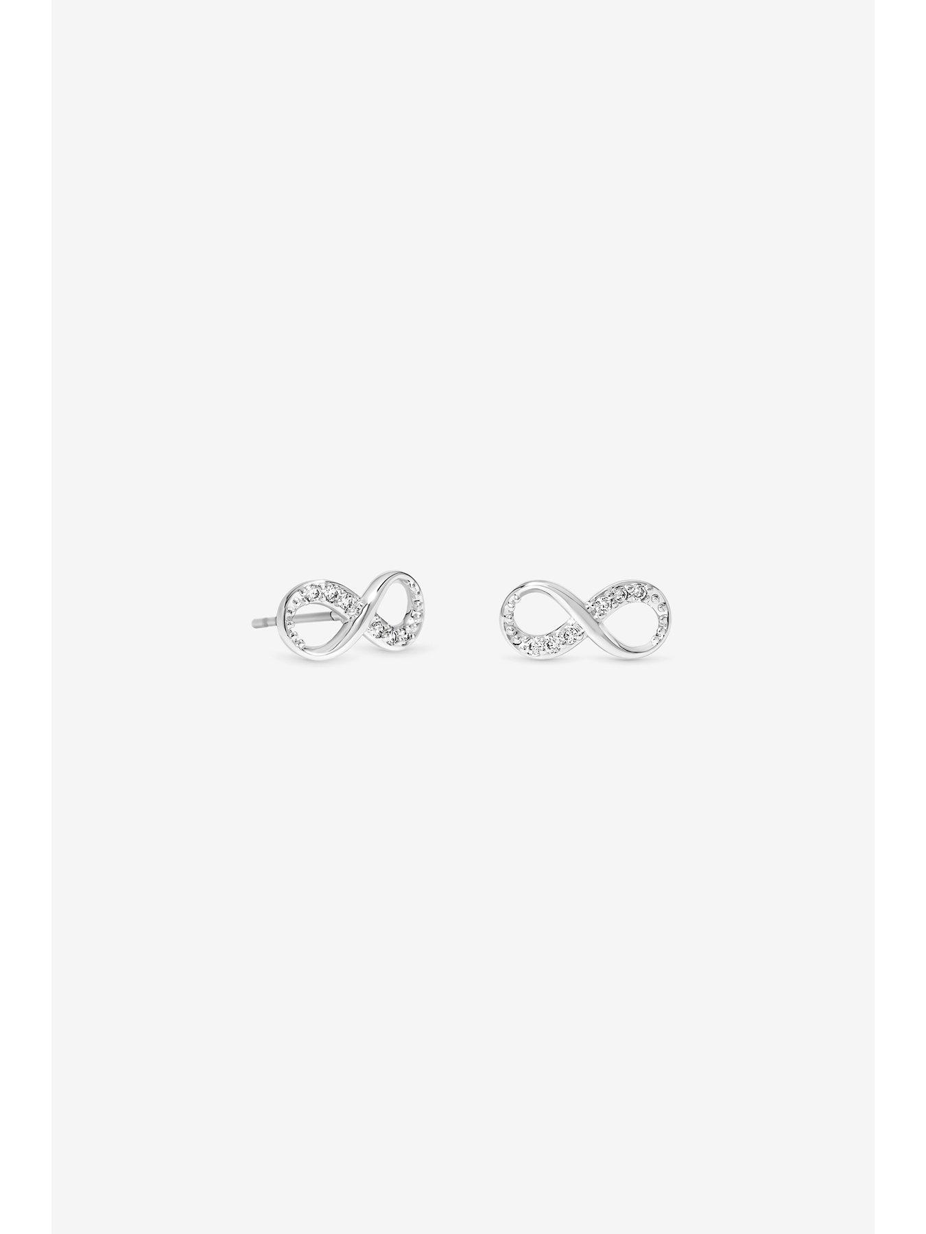 Image 2 of 2 of Jon Richard Navy Xmas Cracker - Silver Infinity Stud Earring