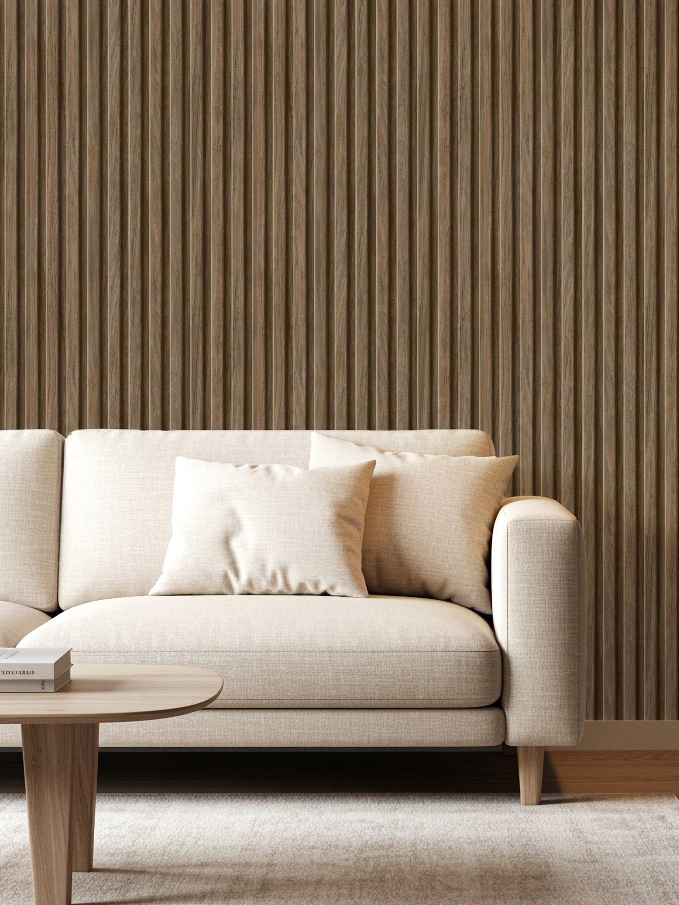 Image 1 of 5 of Fine Decor Brown Wooden Slats Wallpaper