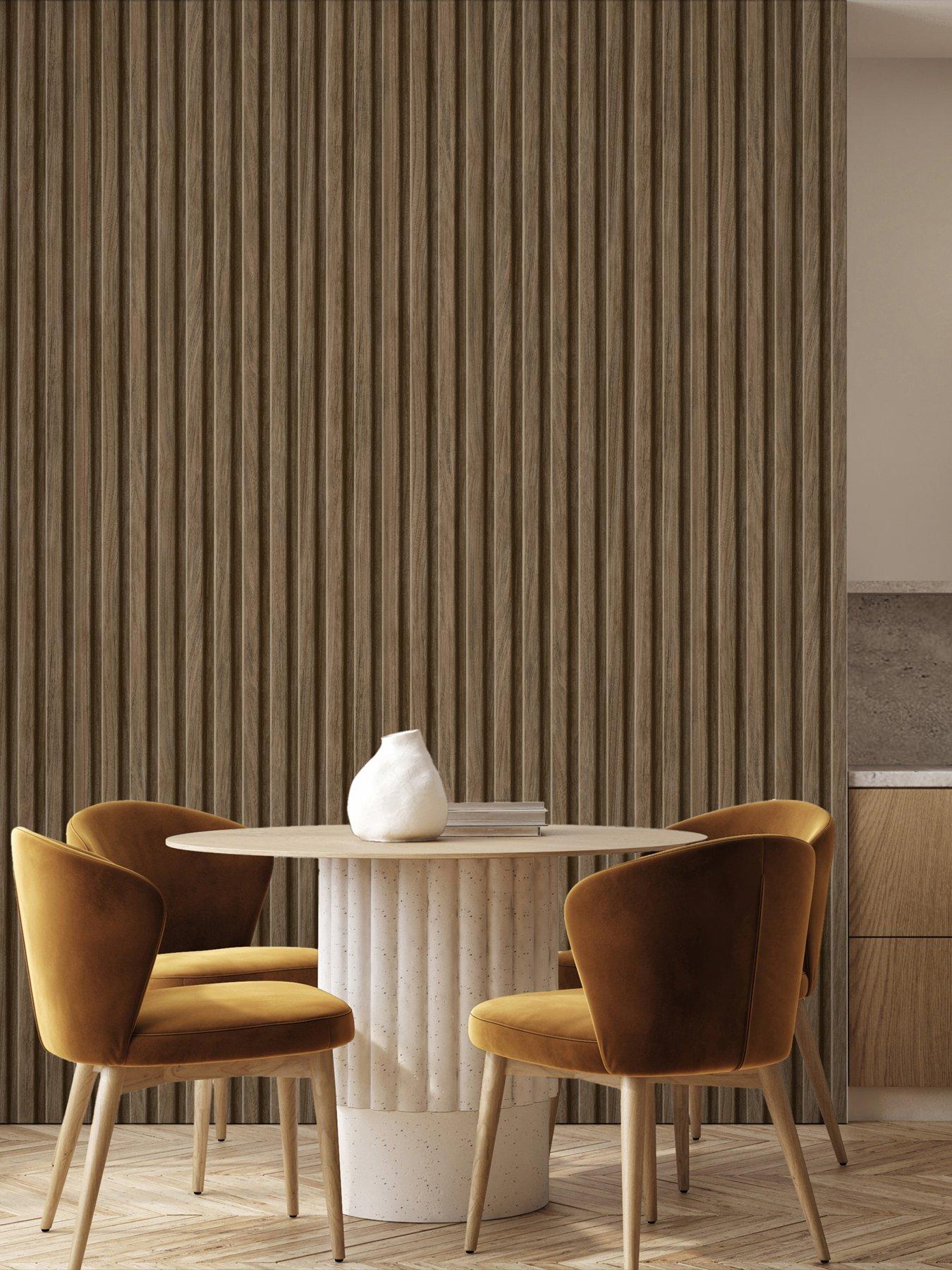 Image 2 of 5 of Fine Decor Brown Wooden Slats Wallpaper