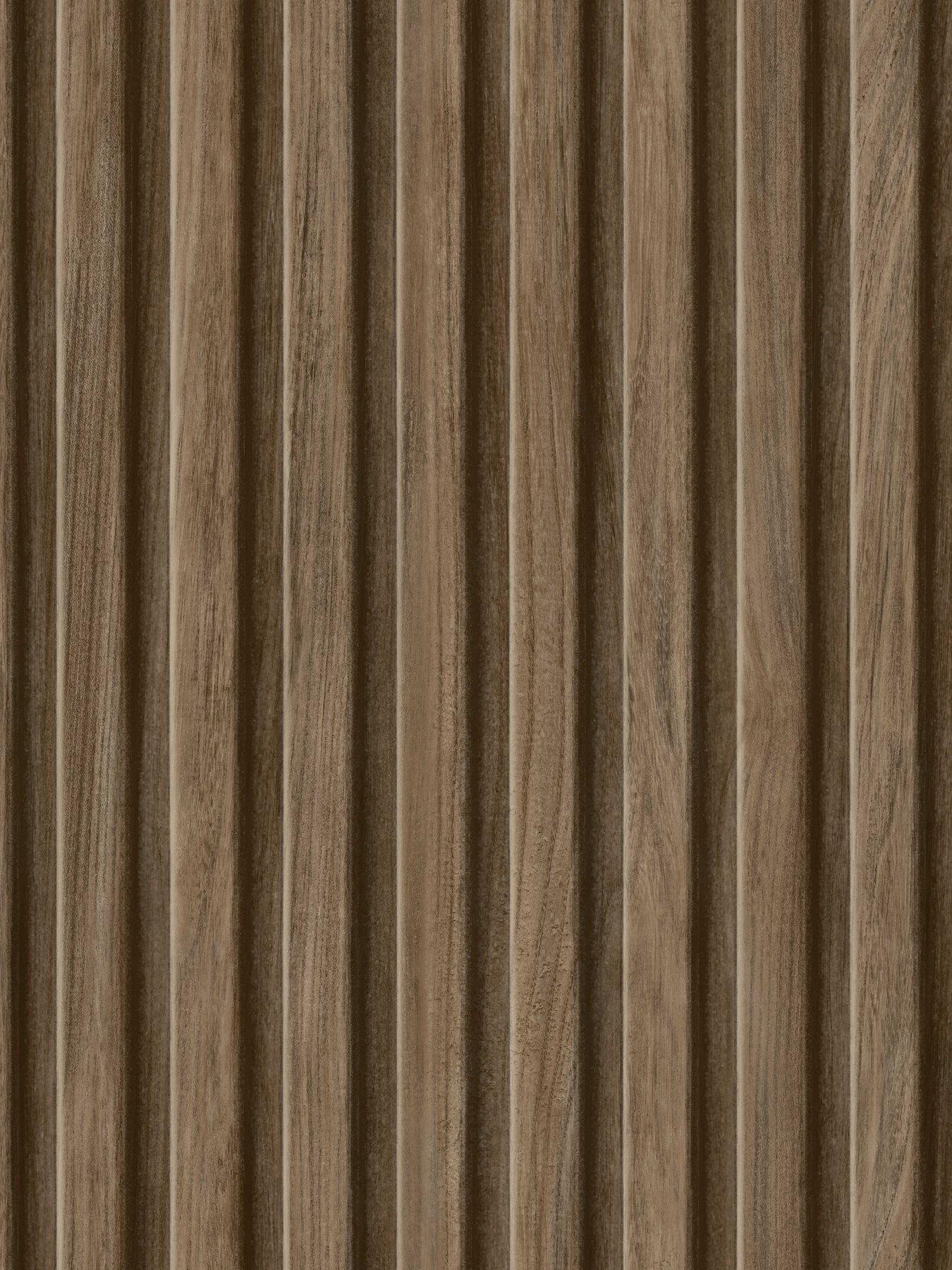 Image 4 of 5 of Fine Decor Brown Wooden Slats Wallpaper