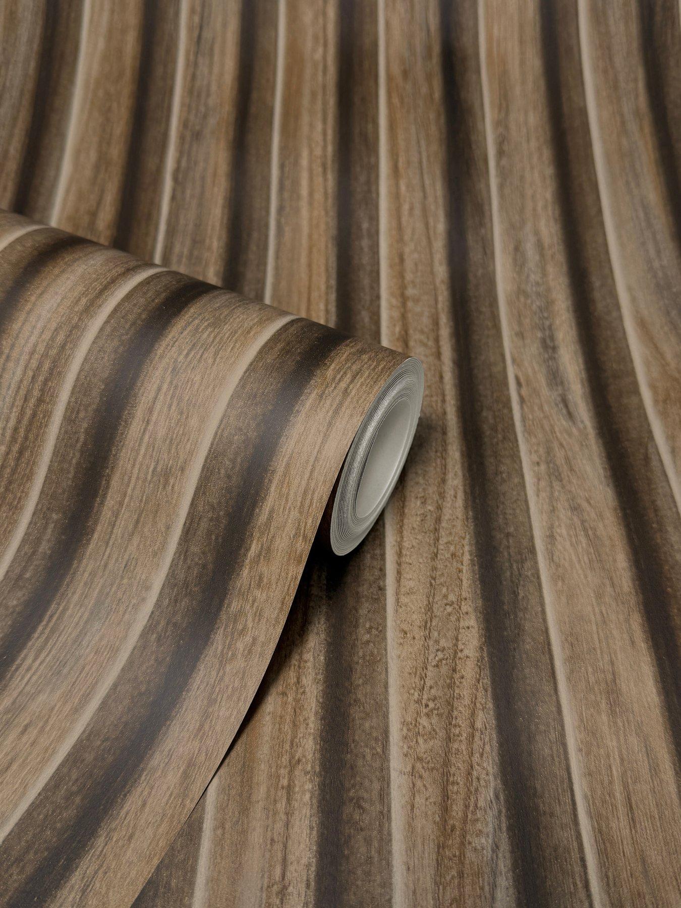 Image 5 of 5 of Fine Decor Brown Wooden Slats Wallpaper