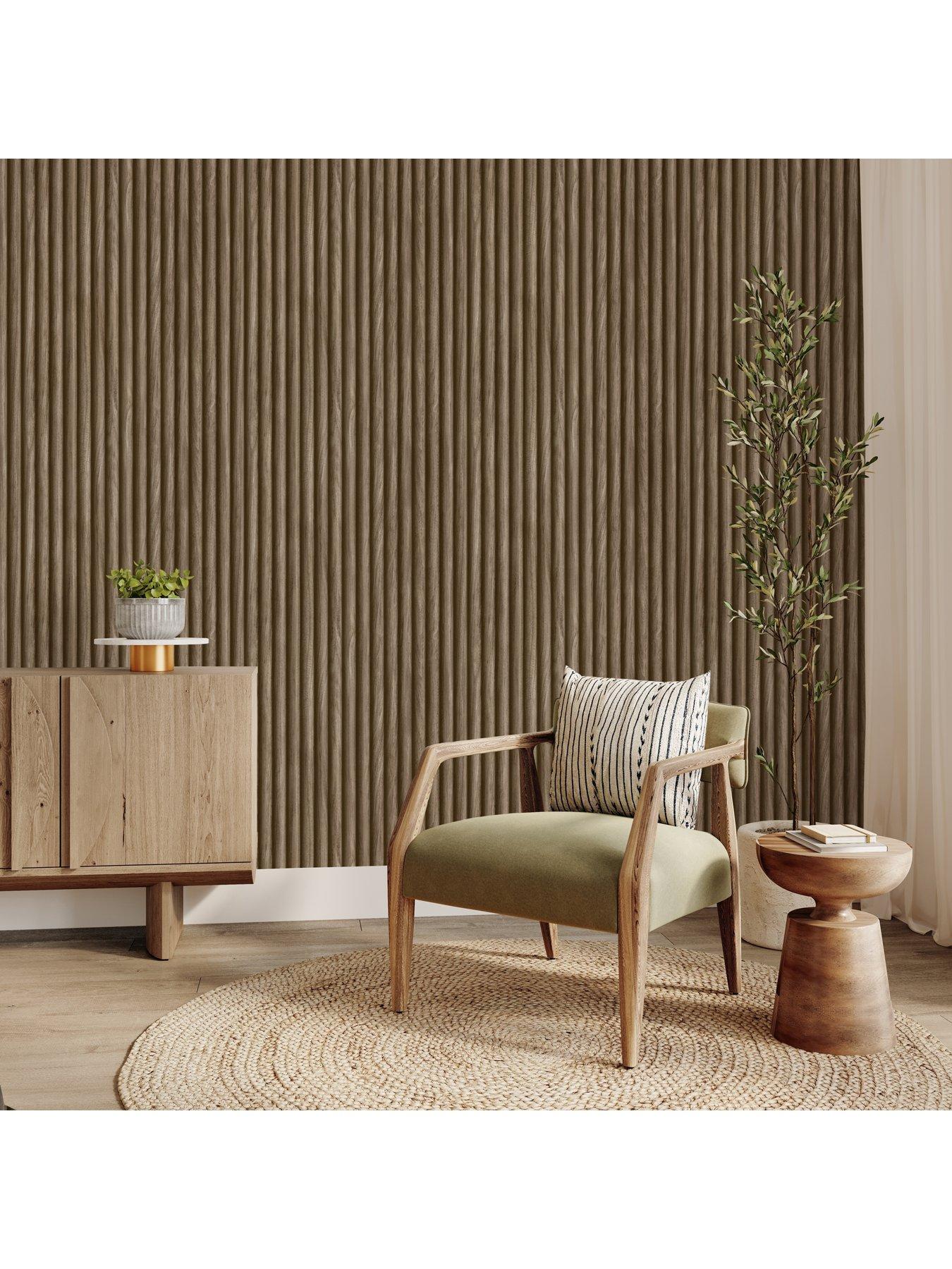 Image 3 of 5 of Fine Decor Brown Fluted Wood Wallpaper