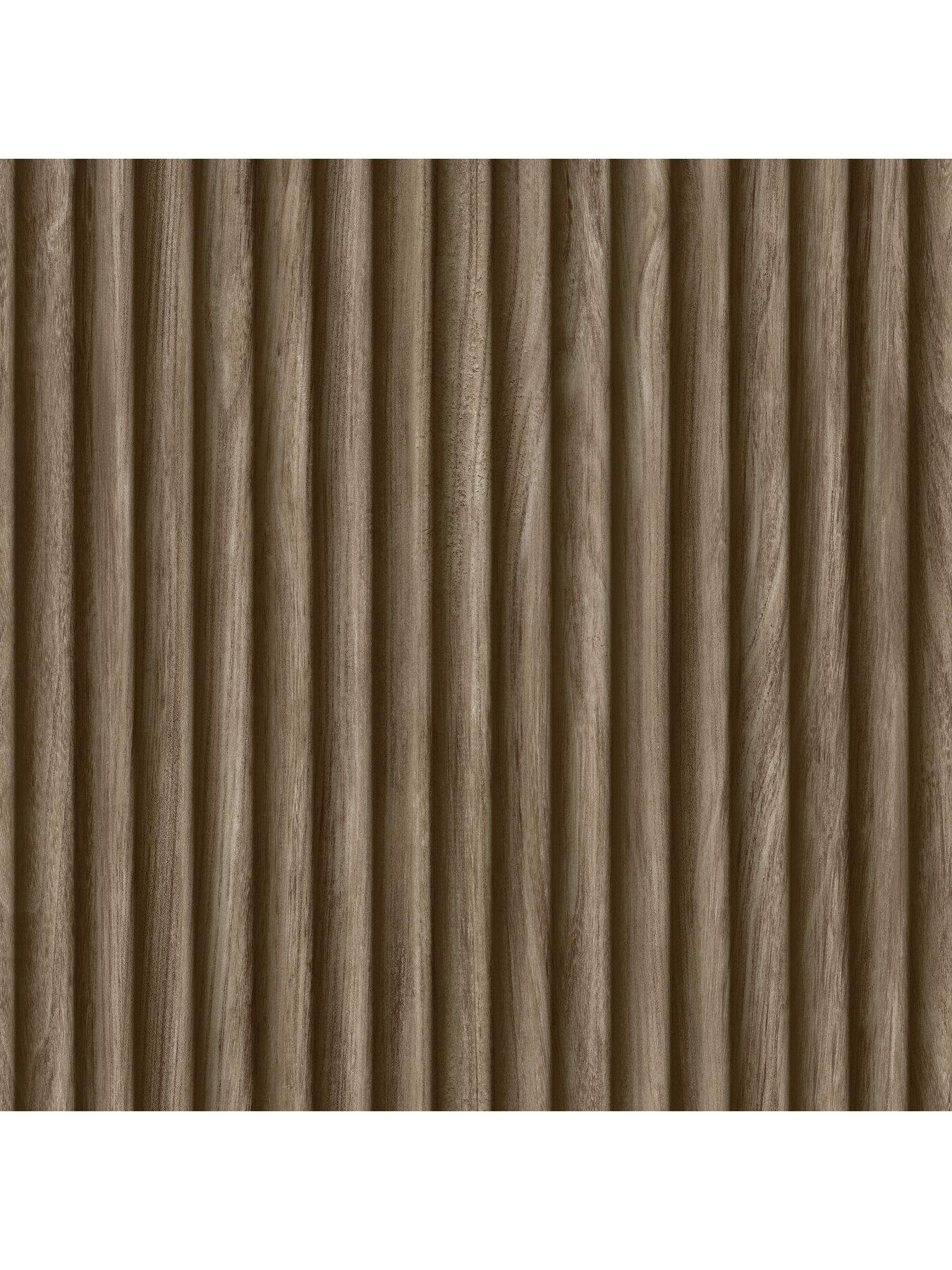 Image 4 of 5 of Fine Decor Brown Fluted Wood Wallpaper