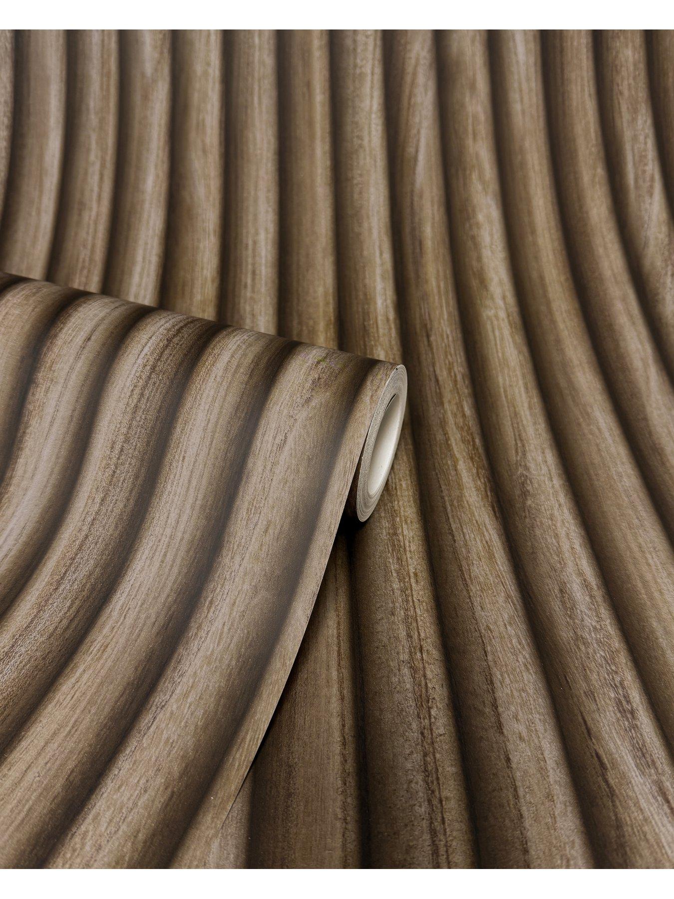 Image 5 of 5 of Fine Decor Brown Fluted Wood Wallpaper