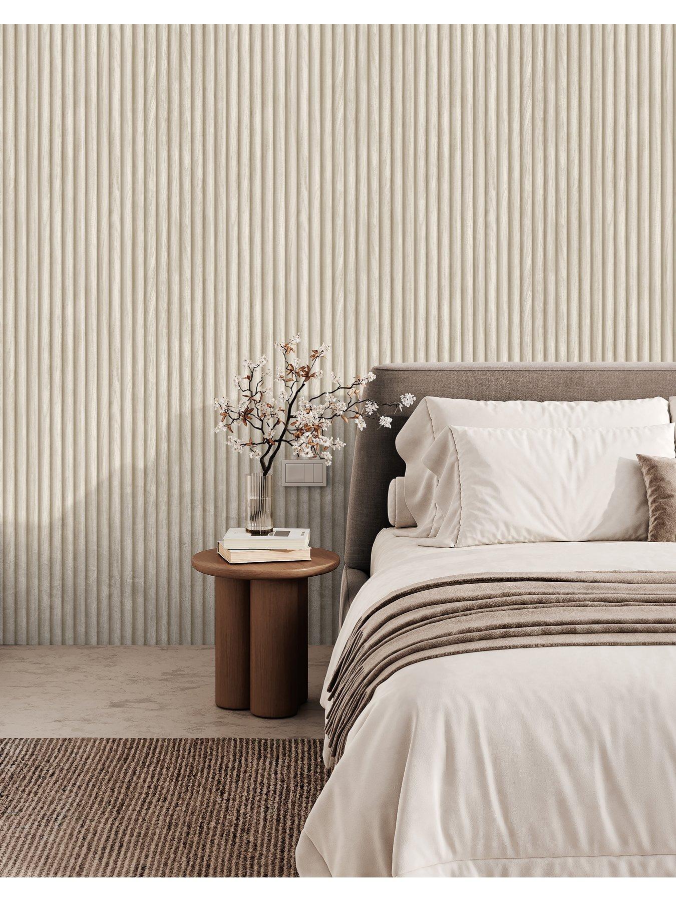 Image 2 of 5 of Fine Decor Brown Fluted Wood Wallpaper