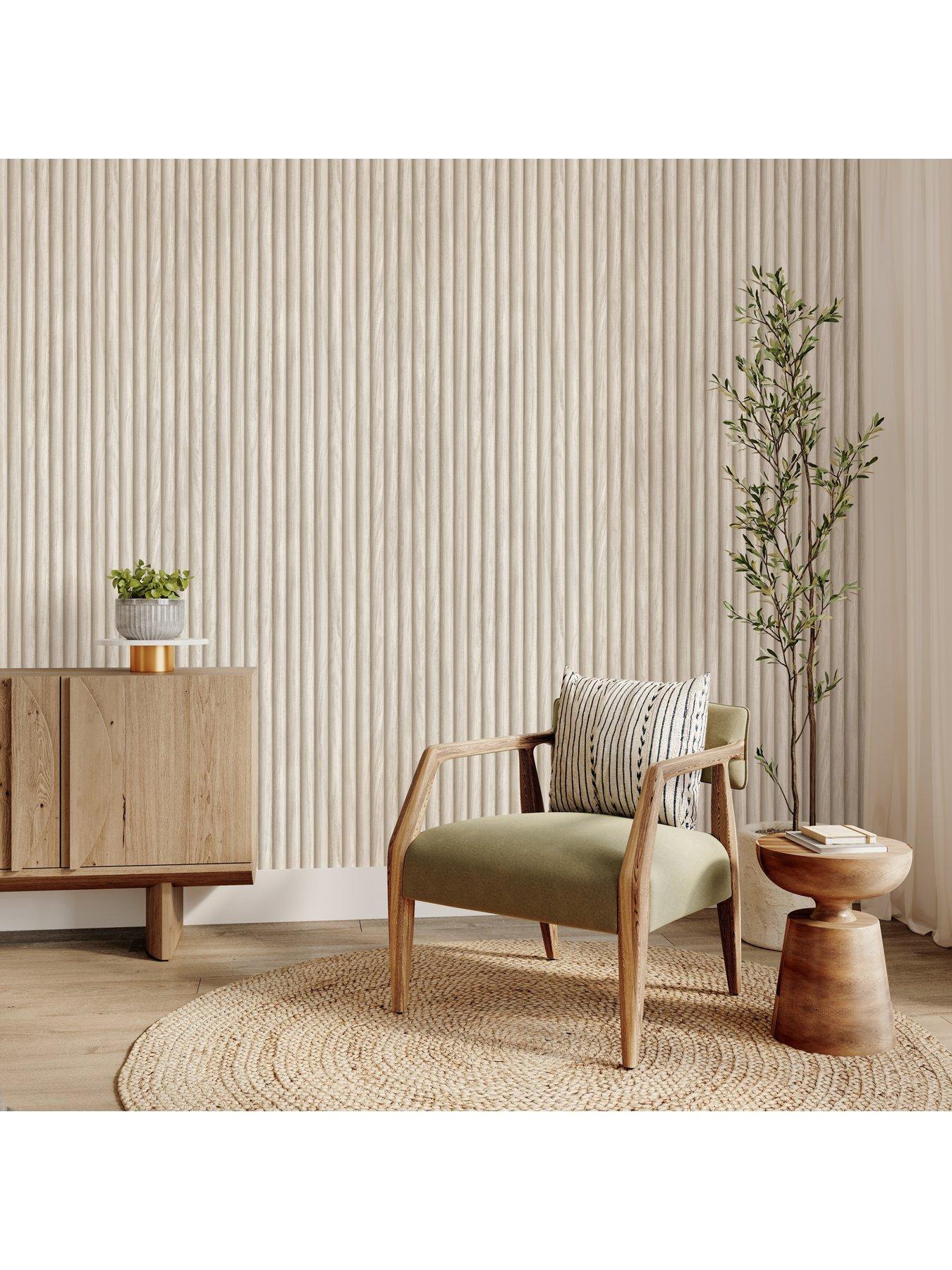 Image 3 of 5 of Fine Decor Brown Fluted Wood Wallpaper