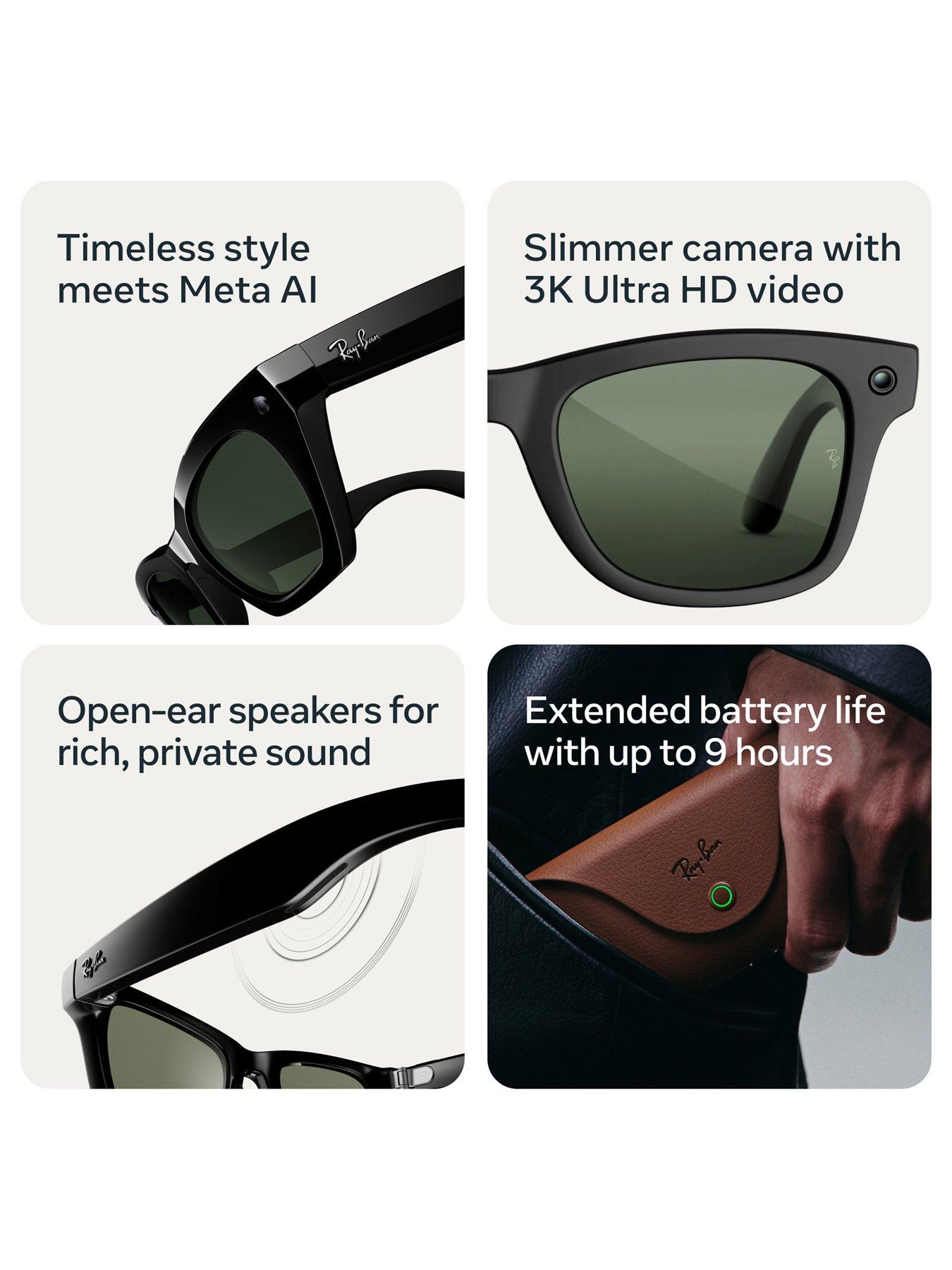 Image 4 of 8 of Ray-Ban Meta Wayfarer (Gen 3) -&nbsp;Shiny Black, Polarised Green Lenses