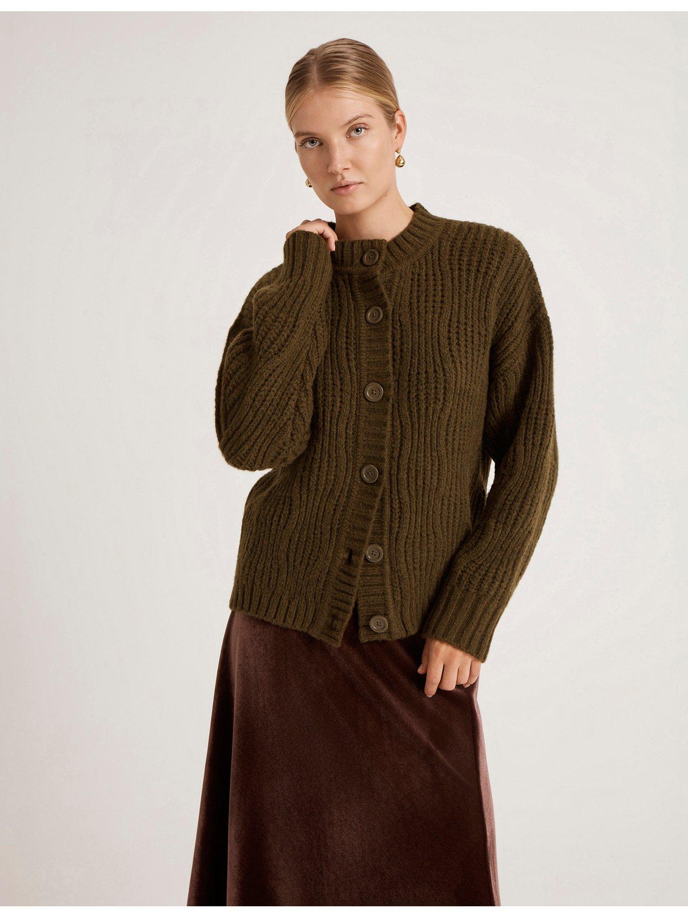 Image 1 of 4 of Finery Knitwear Khaki Ailsa Cardigan