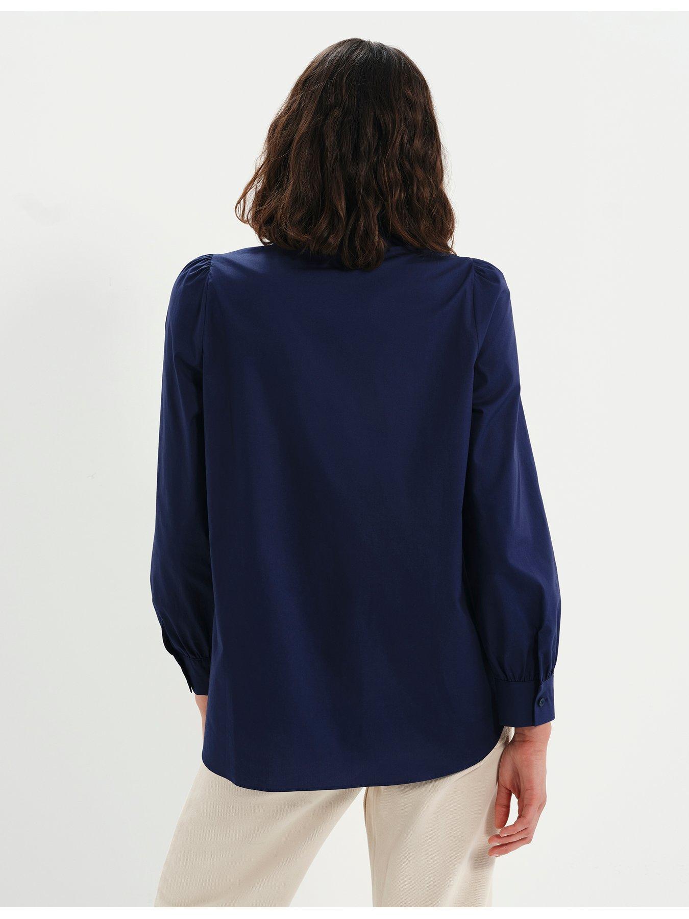 Image 2 of 7 of Finery Cotton Navy Mimi Shirt