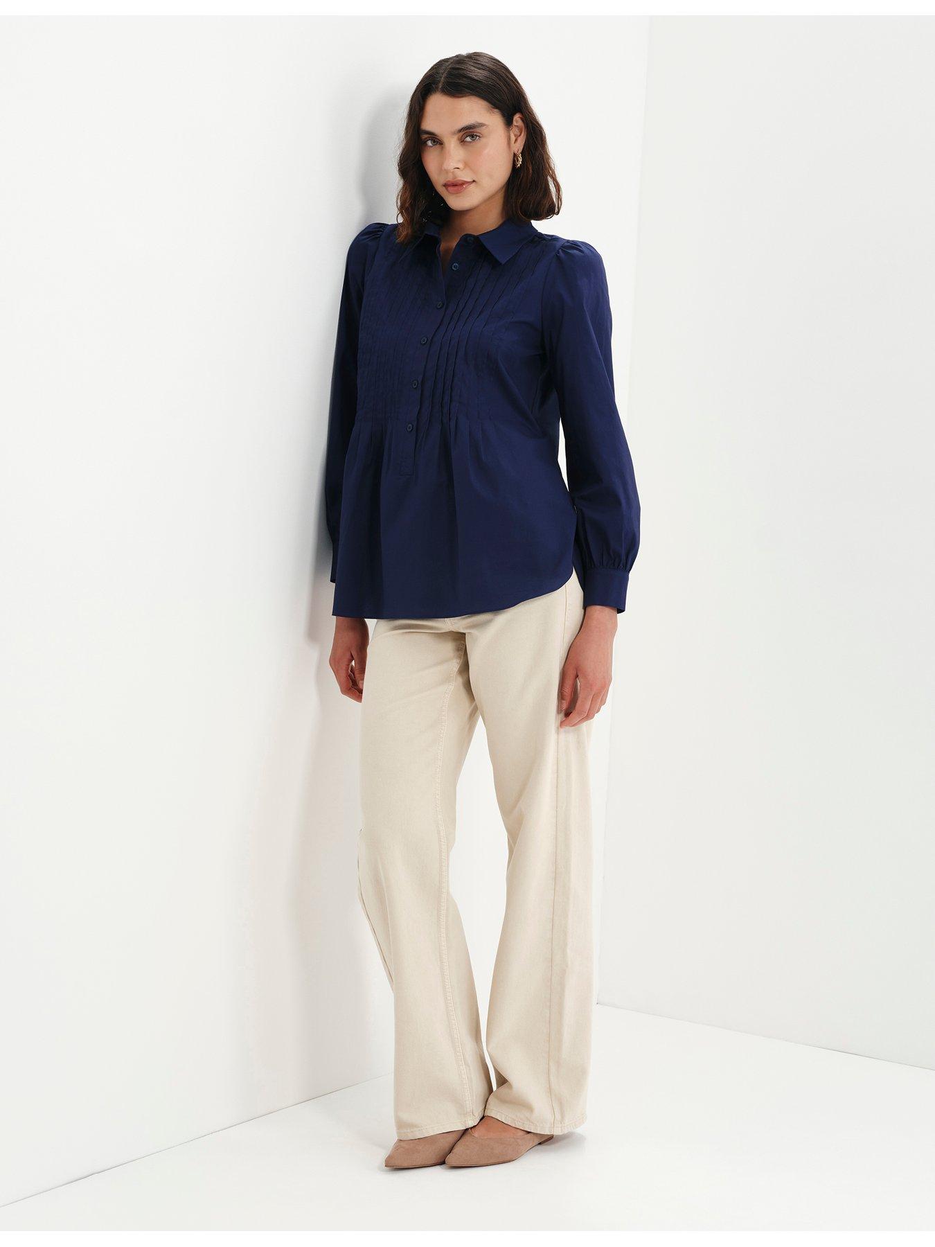 Image 3 of 7 of Finery Cotton Navy Mimi Shirt