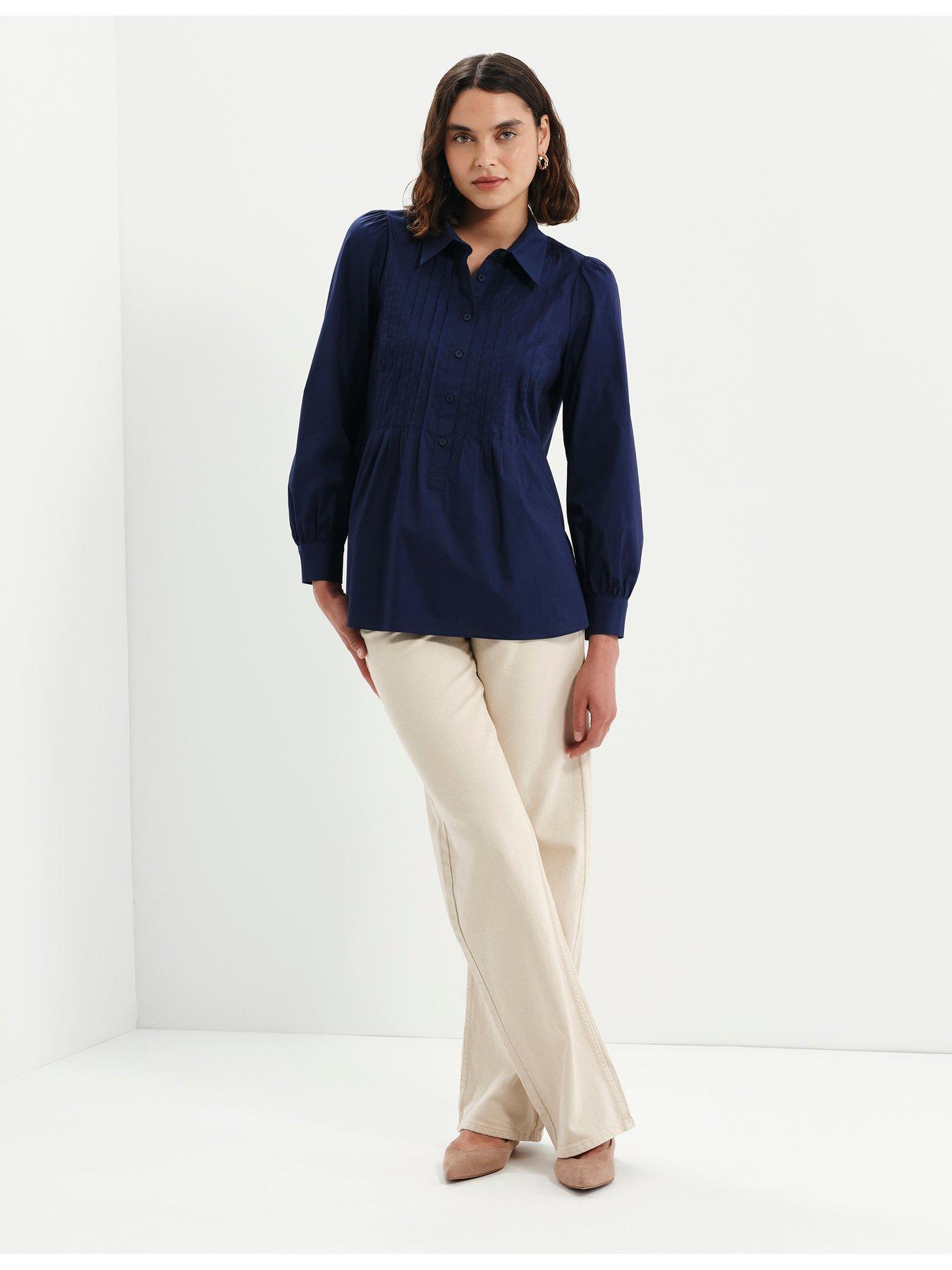 Image 6 of 7 of Finery Cotton Navy Mimi Shirt