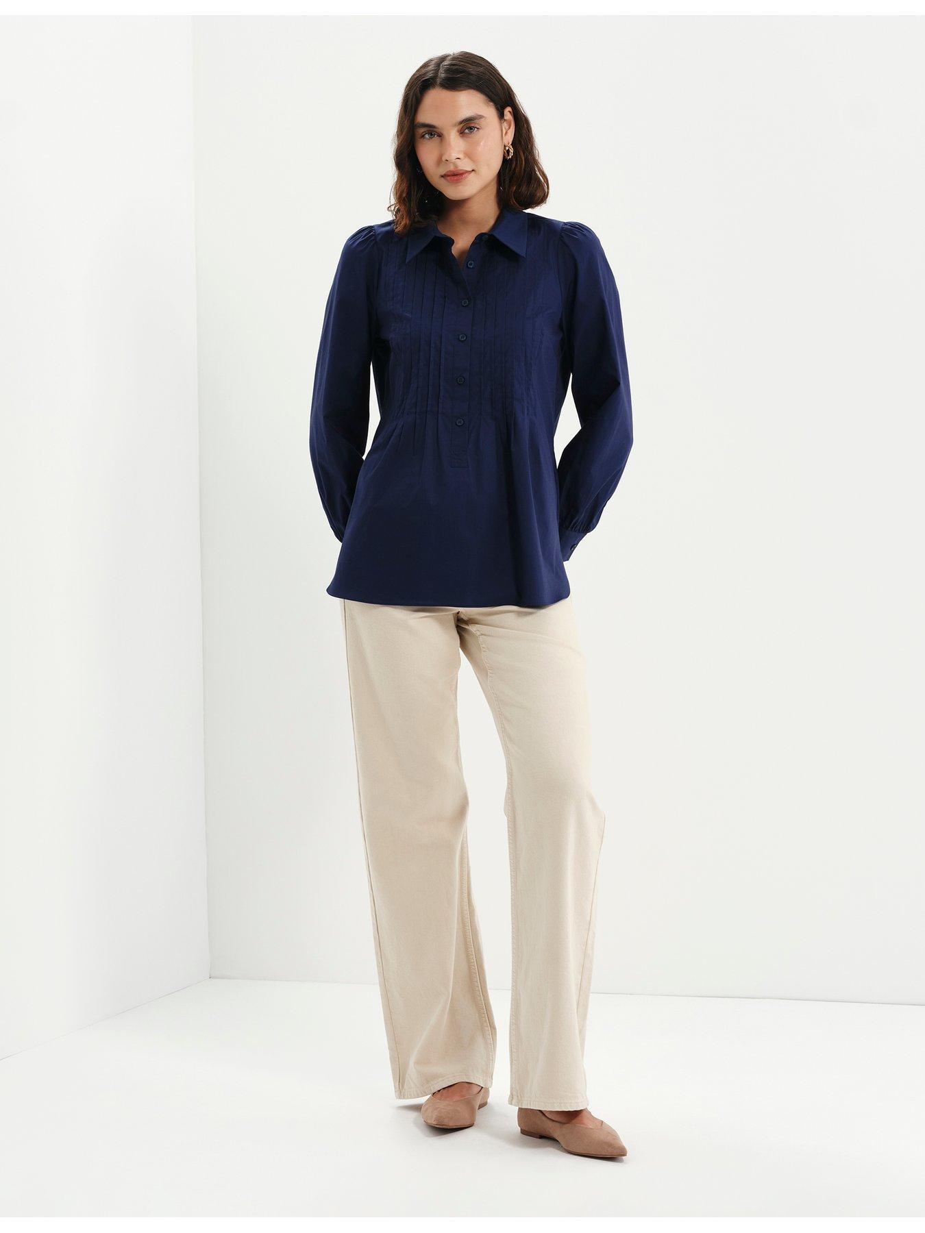 Image 7 of 7 of Finery Cotton Navy Mimi Shirt