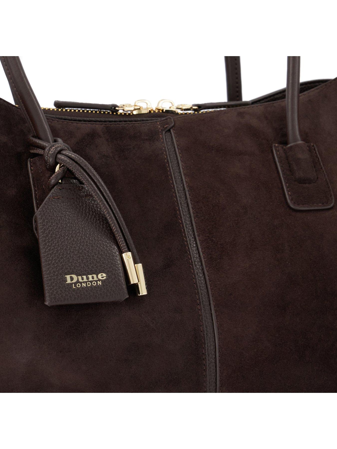 Image 5 of 6 of Dune London Womens Deserving Oversized Suede-Look Zip Shoulder Bag - Brown