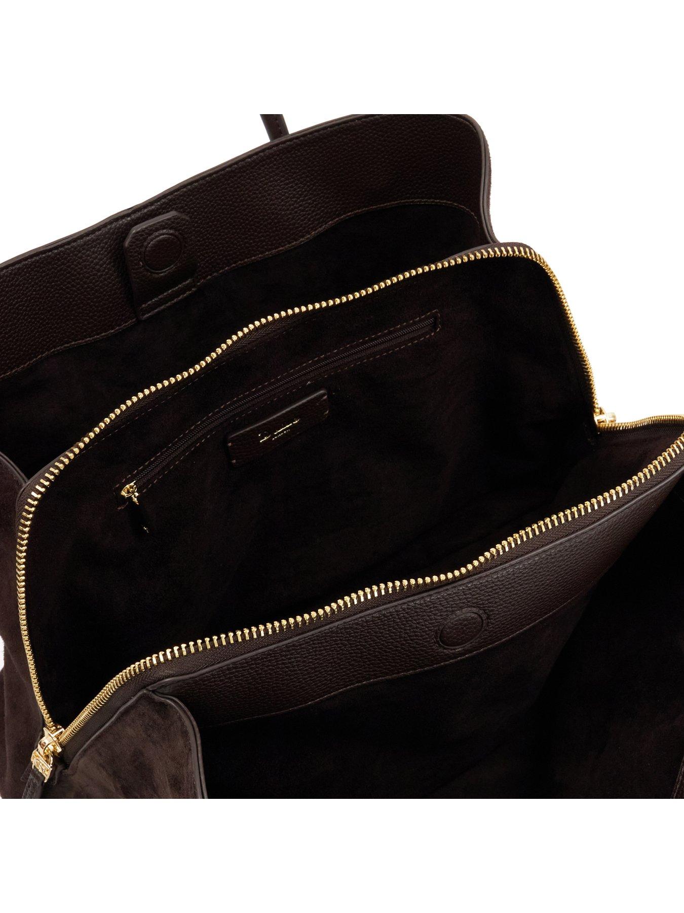 Image 6 of 6 of Dune London Womens Deserving Oversized Suede-Look Zip Shoulder Bag - Brown