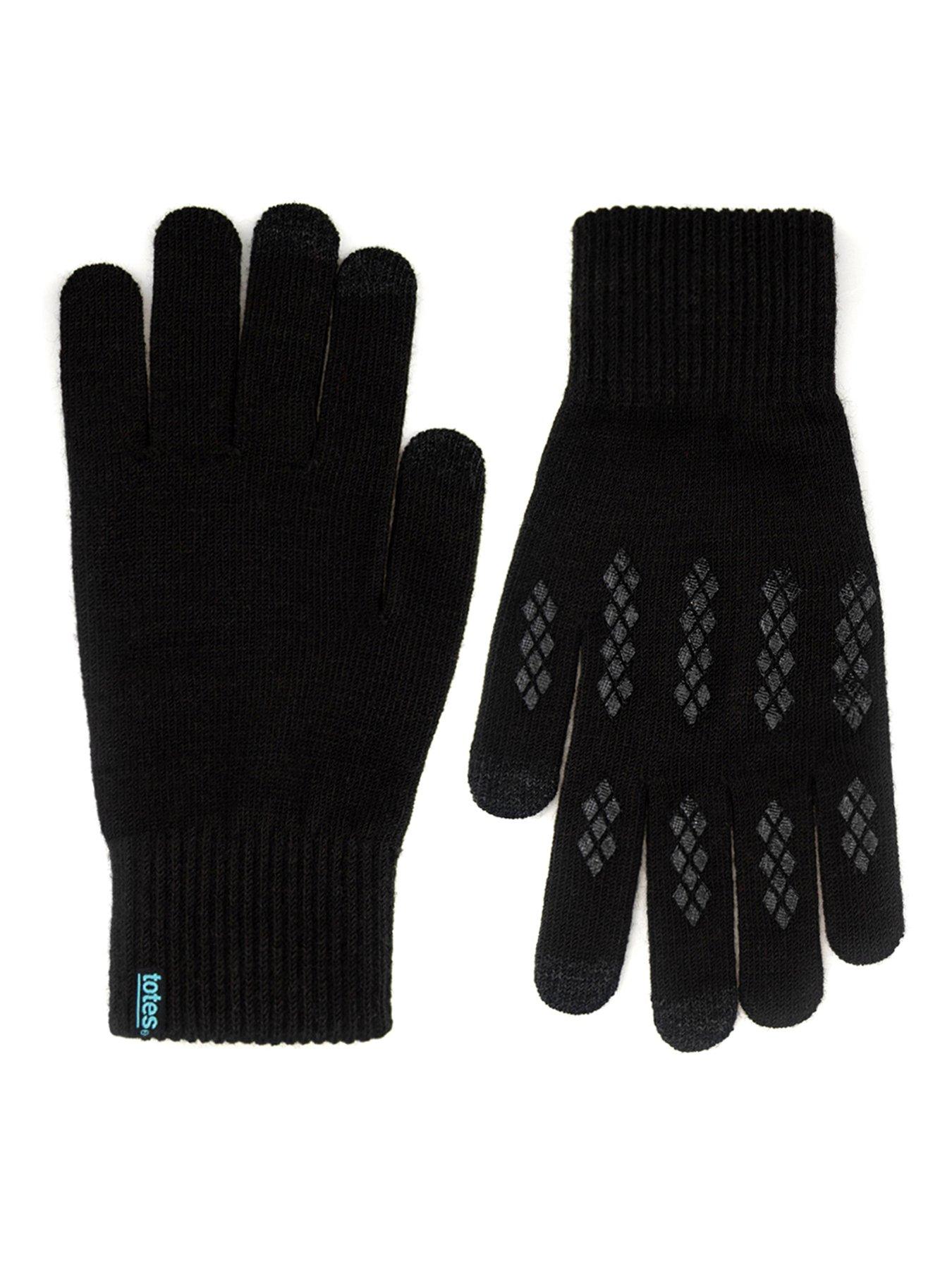 Image 2 of 5 of TOTES Mens Thermal Knitted Gloves With Palm Grippers And Smartouch - Black