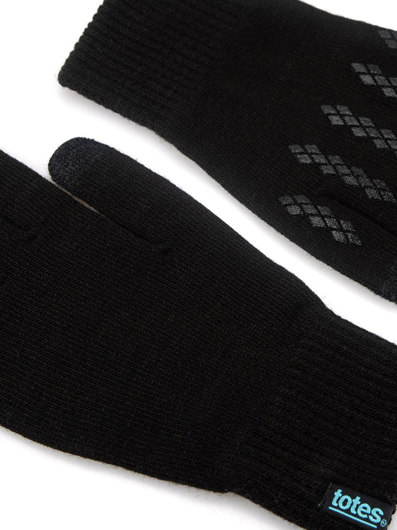 Image 3 of 5 of TOTES Mens Thermal Knitted Gloves With Palm Grippers And Smartouch - Black